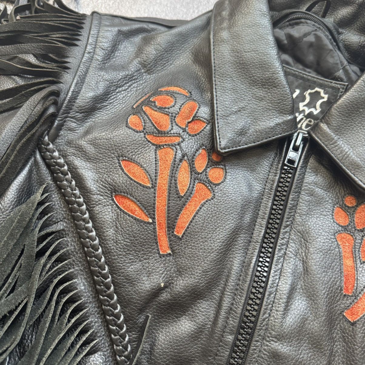 Vintage Fringe Rose Leather Jacket Size US M / EU 48-50 / 2 - 6 Thumbnail