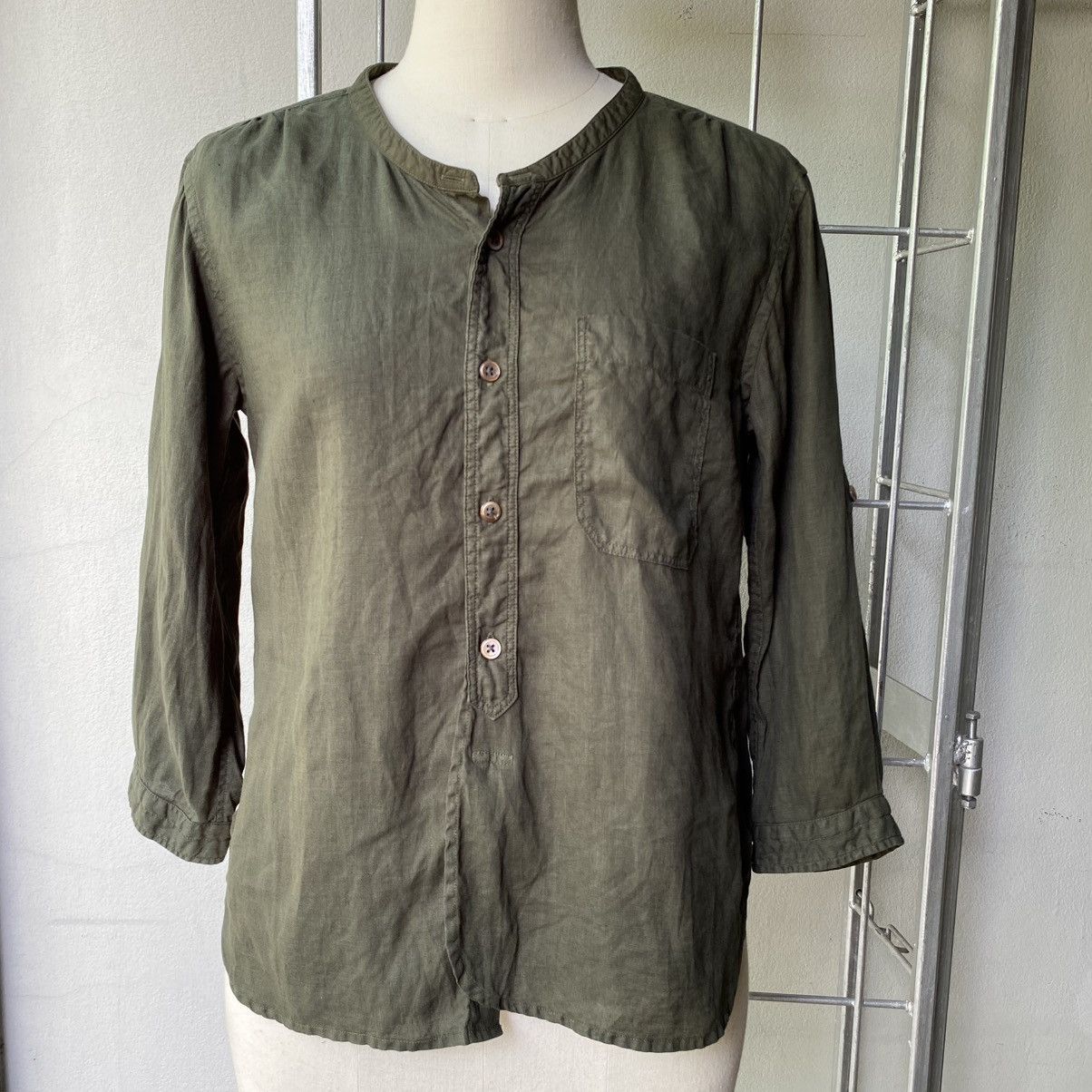 OMNIGOD OMNIGOD Dark Green Roll-Up Sleeve Blouse Size XS / US 0-2 / IT 36-38 - 9 Thumbnail