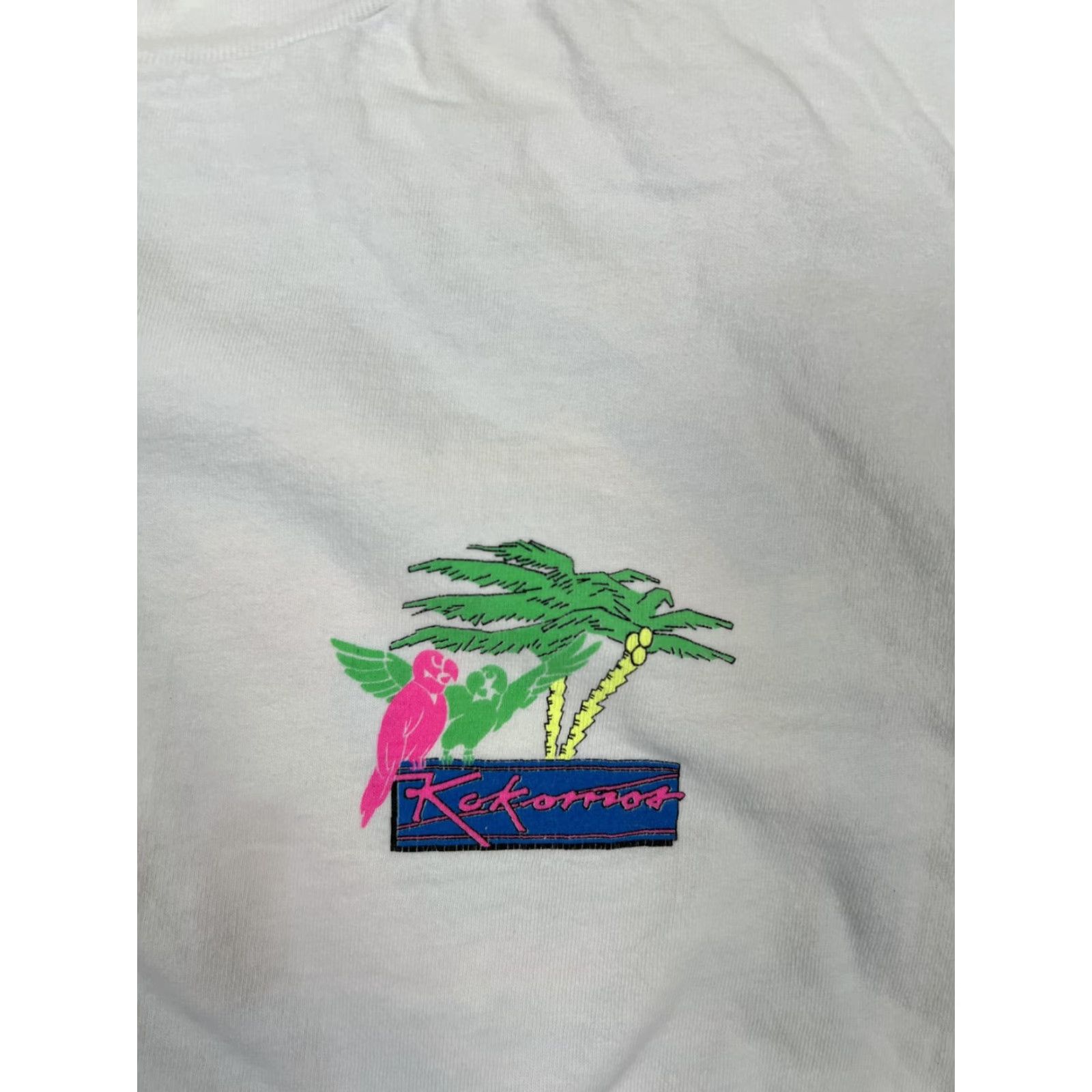Hanes VINTAGE Kekorros Parrot Palm Trees T-Shirt Mens M/L White Tropical USA Beach Size US M / EU 48-50 / 2 - 3 Thumbnail
