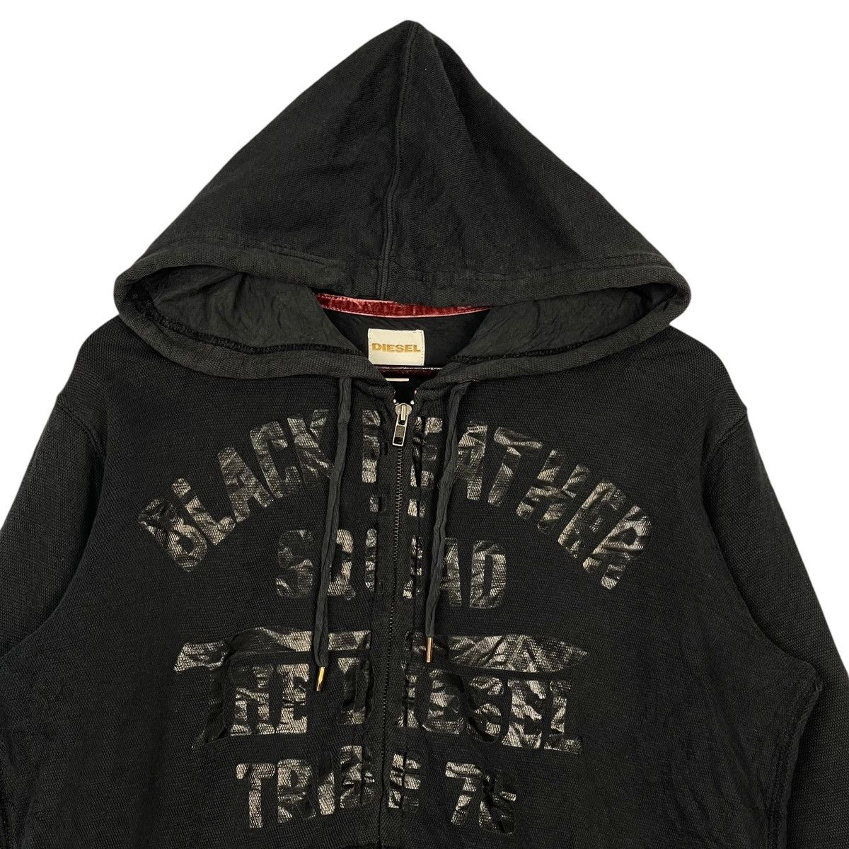 Diesel × Vintage Vintage Diesel Hoodie Full Zip Printed Black Pullover Size US M / EU 48-50 / 2 - 4 Thumbnail