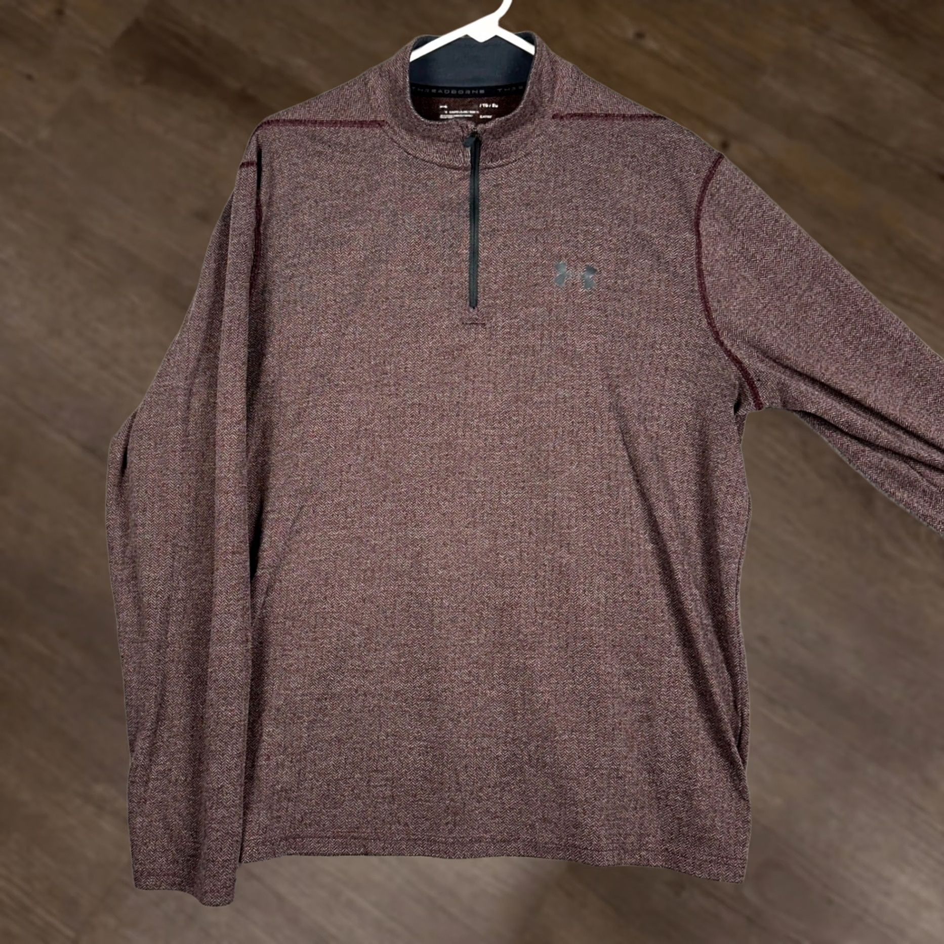 Under Armour Under Armour Threadborne Sweatshirt Mens XL Maroon Herringbone Quarter Zip Size US XL / EU 56 / 4 - 1 Thumbnail