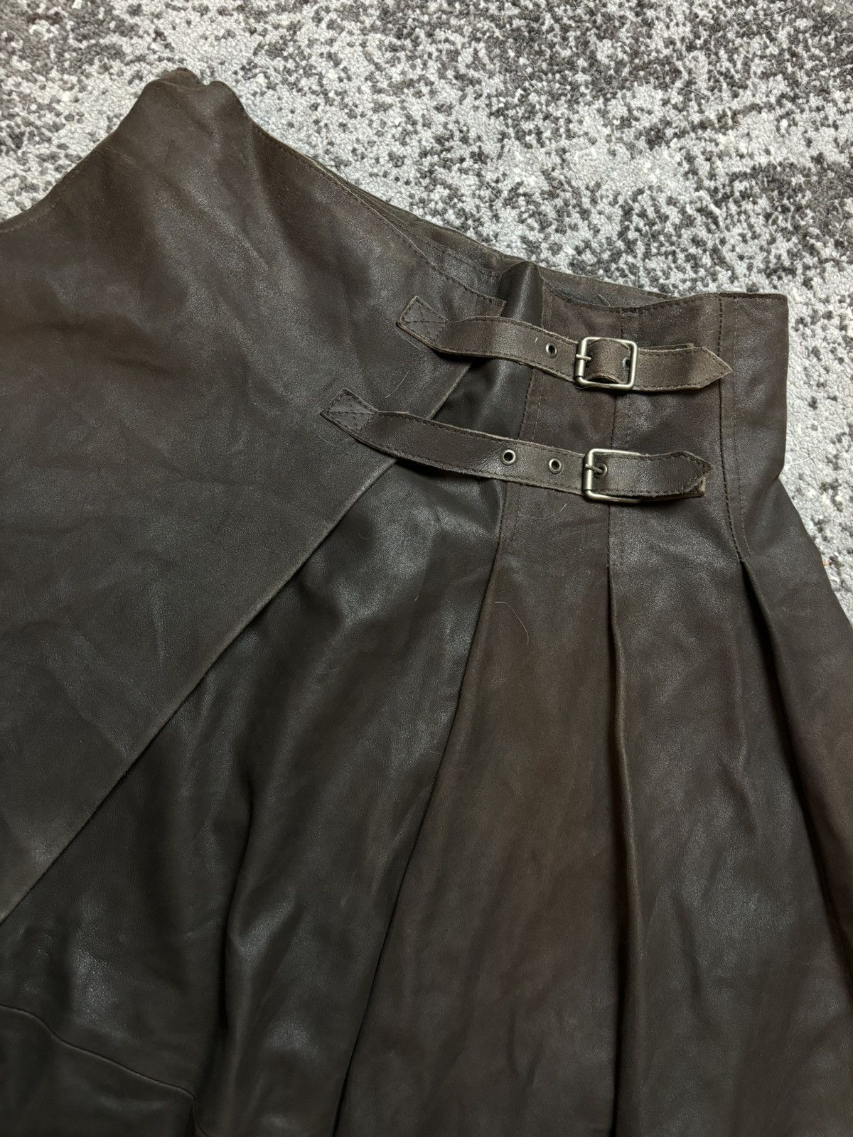Max Mara × Vintage Max Mara vintage y2k vera pelle leather brown opium skirt Size 30" / US 8 / IT 44 - 2 Thumbnail