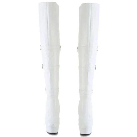 Other Delight 3018 White Vegan Leather OTK Over the Knee Platform Size US 7 / IT 37 - 5 Thumbnail