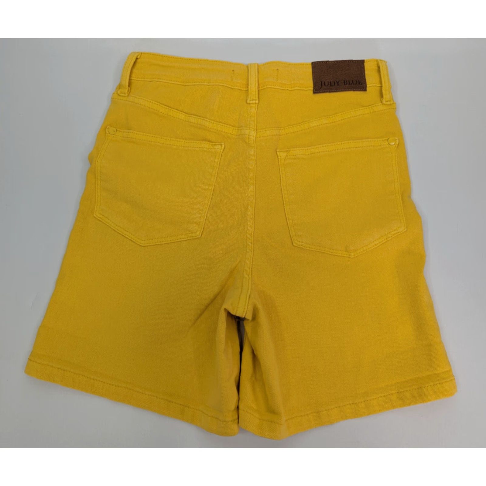 Vintage Judy Blue Denim Shorts Womens Medium Yellow Stretch High Rise Garment Dyed Size 32" / US 10 / IT 46 - 2 Thumbnail
