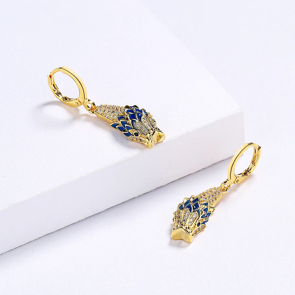 Jewelry Unique Golden Flower Enamel Earrings Size ONE SIZE - 3 Thumbnail
