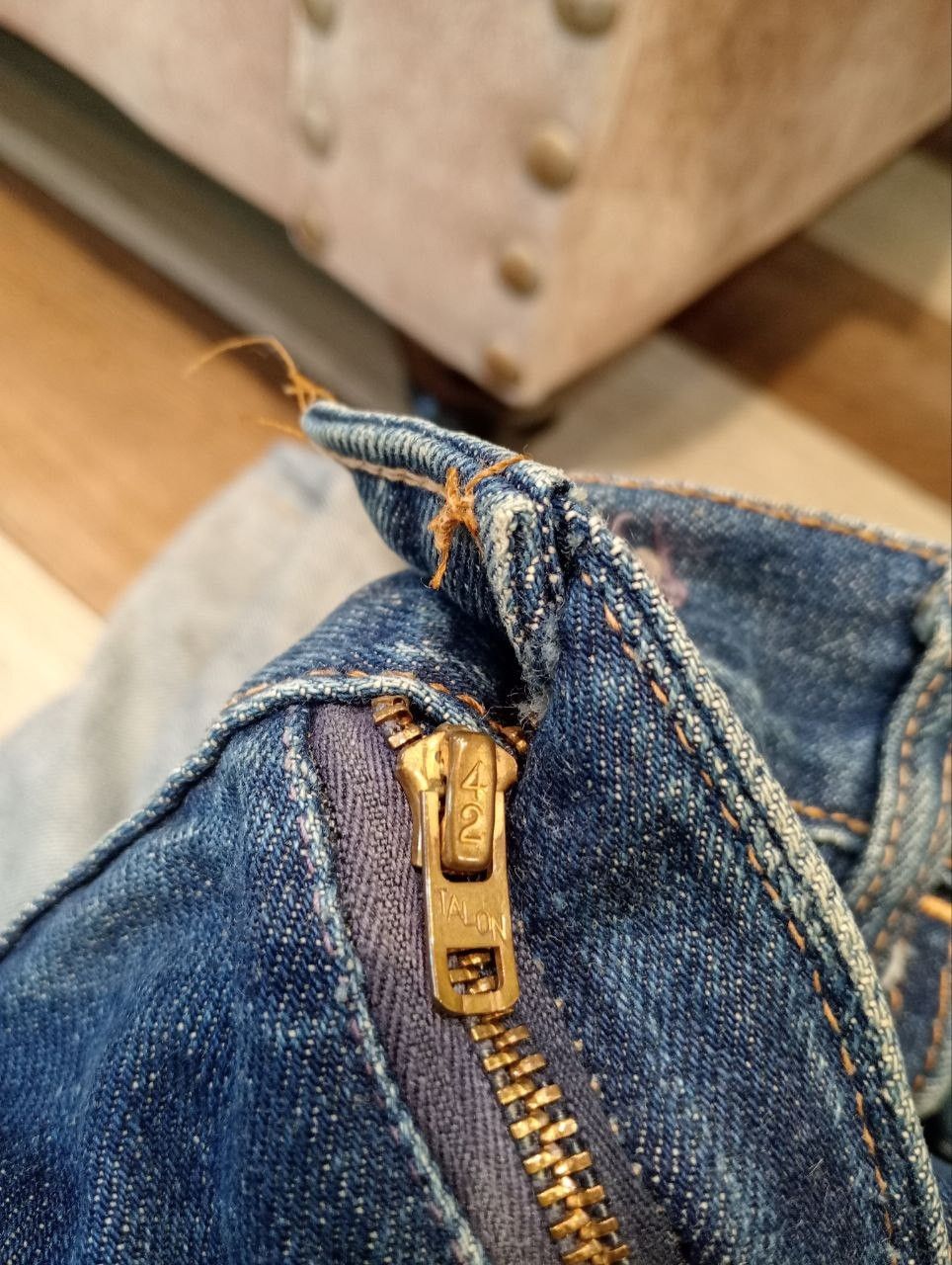 Levi's Vintage Clothing VINTAGE LEVI'S CAPITAL E ORANGE TAG BLUE DENIM PANTS Size US 31 - 20 Thumbnail