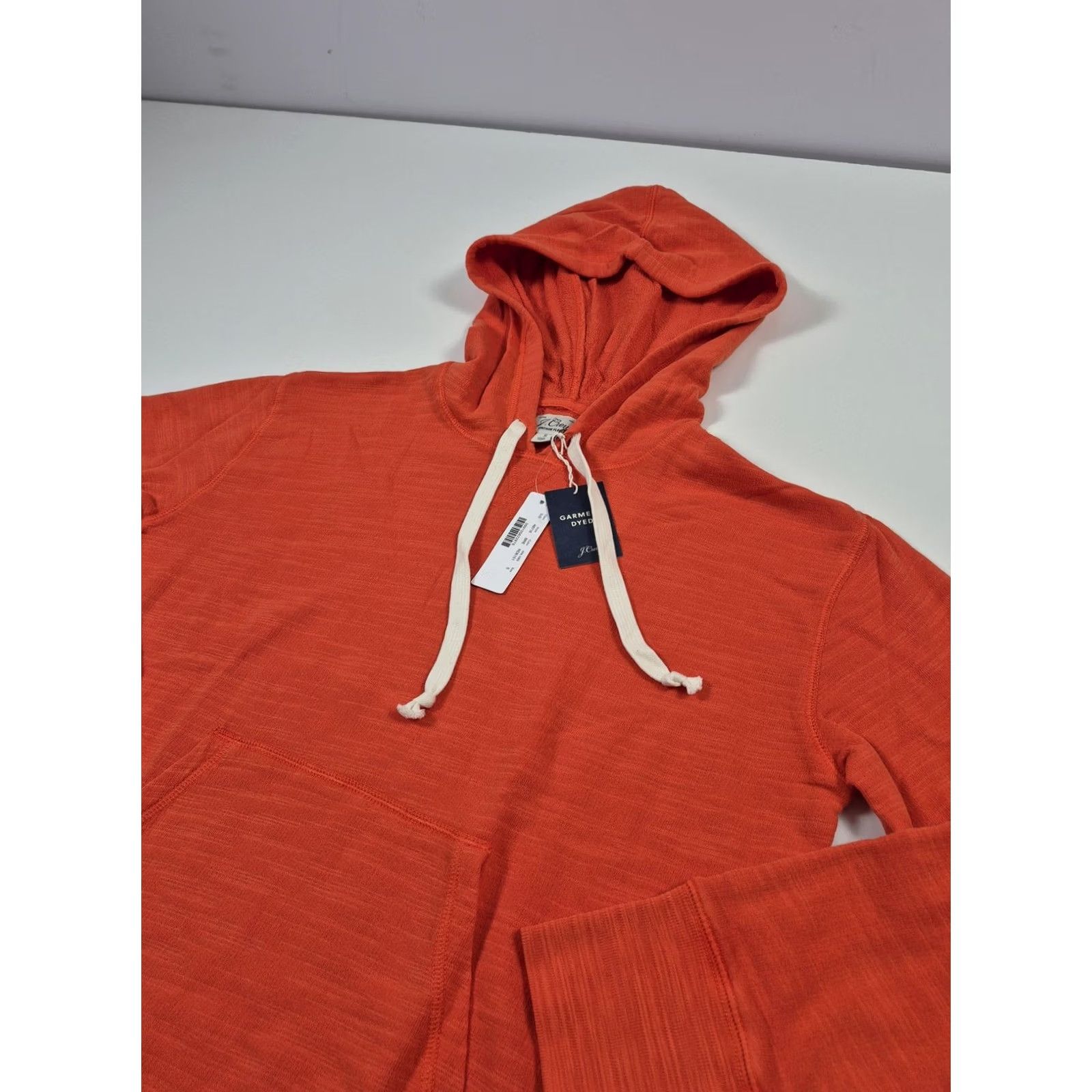 J.Crew VINTAGE J.Crew Hoodie Mens Small Orange Pullover Fleece Garment Dyed Pockets Knit Lightweight Overall AB718 Mens Size US S / EU 44-46 / 1 - 2 Thumbnail