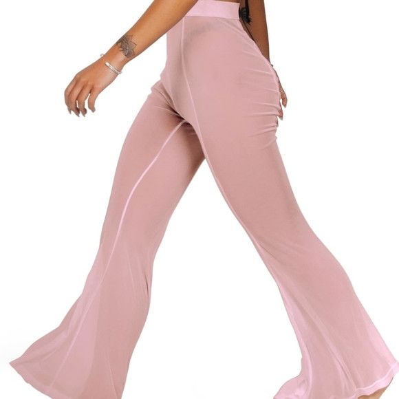 Other Sofsy Beach Trouser Cover Up Sheer Pink Pants - Size S Size 25" / US 0 / IT 36 - 2 Thumbnail