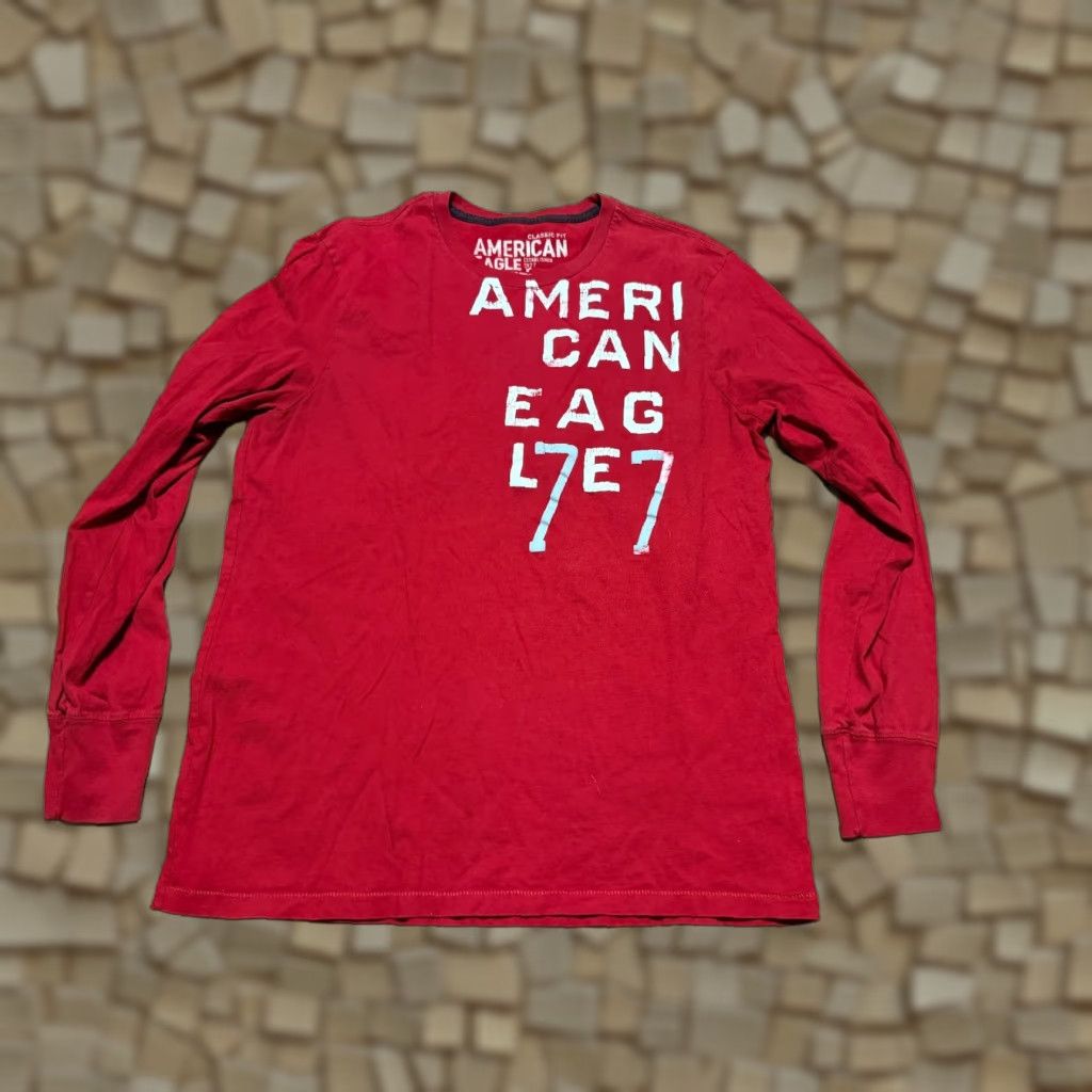 American Eagle Outfitters American Eagle Outfitters Shirts Men's M Red Long Sleeve Crew Neck Logo Print Size US M / EU 48-50 / 2 - 1 Thumbnail