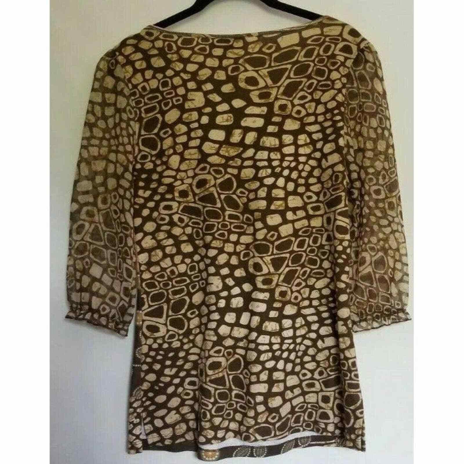 Other Caribbean Joe Tropical Blouse Top Shirt Brown Beige PS Small Size S / US 4 / IT 40 - 2 Thumbnail