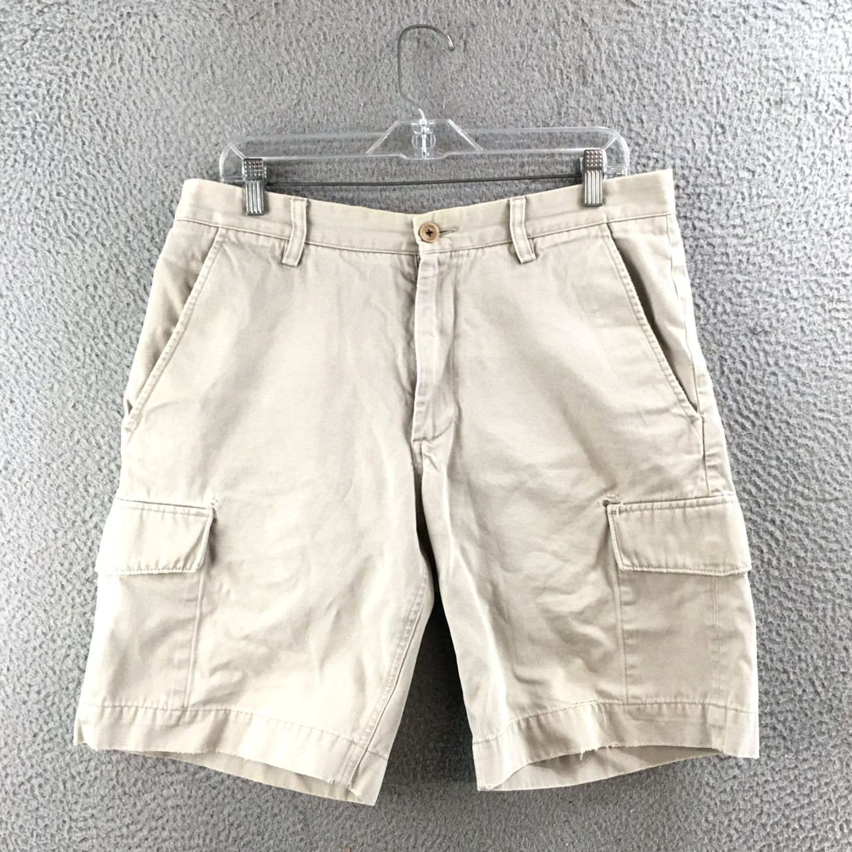 Banana Republic Banana Republic Cargo Short Mens 33 Beige Cotton Mid Rise Flat Front Zip Fly Mens Regular? Size US 33 - 2 Thumbnail