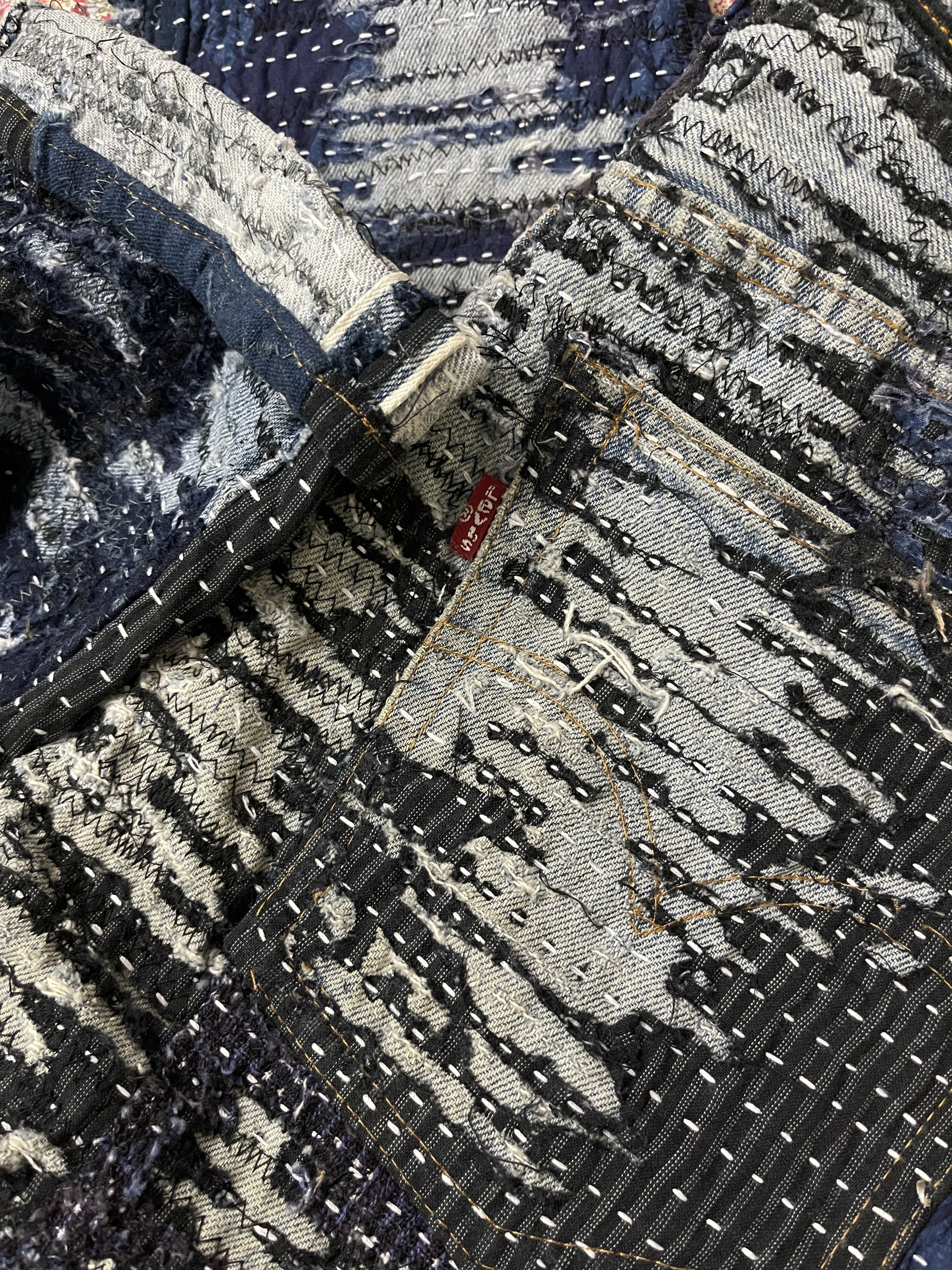 Le Grande Bleu (L.G.B.) × Levi's Vintage Clothing × Vintage Vtg Levis Custom Sashiko Boro Kapital Style Single Number Size US 29 - 13 Thumbnail