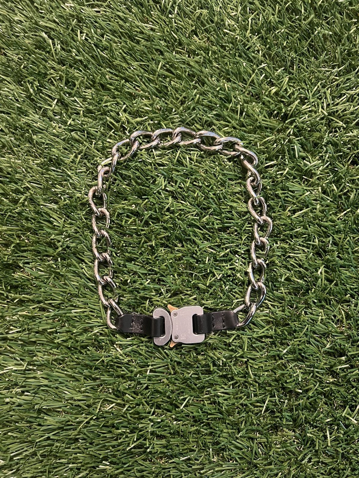 Pre-owned 1017 Alyx 9sm X Alyx Leather Chain Necklace In Silver