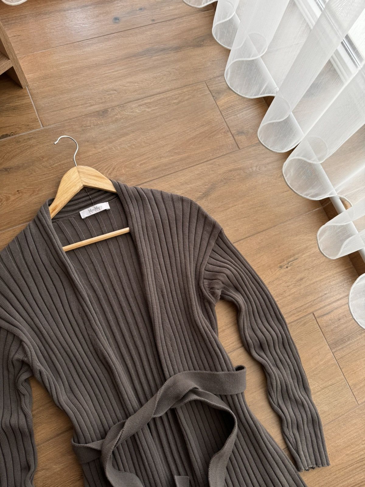 Max Mara × Vintage Vintage Max Mara Brown Viterbo Ribbed Knit Cardigan Size M / US 6-8 / IT 42-44 - 7 Thumbnail