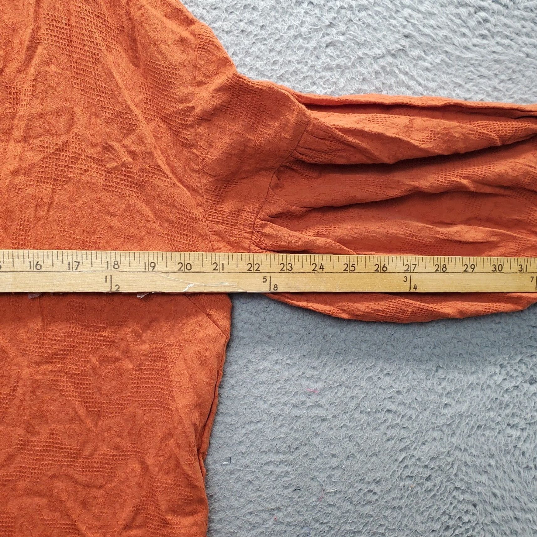 Vintage UMGEE Blouse Top Womens S Orange Ruffle Hem Balloon Sleeve Tie V-Neck Shirt Size S / US 4 / IT 40 - 6 Thumbnail