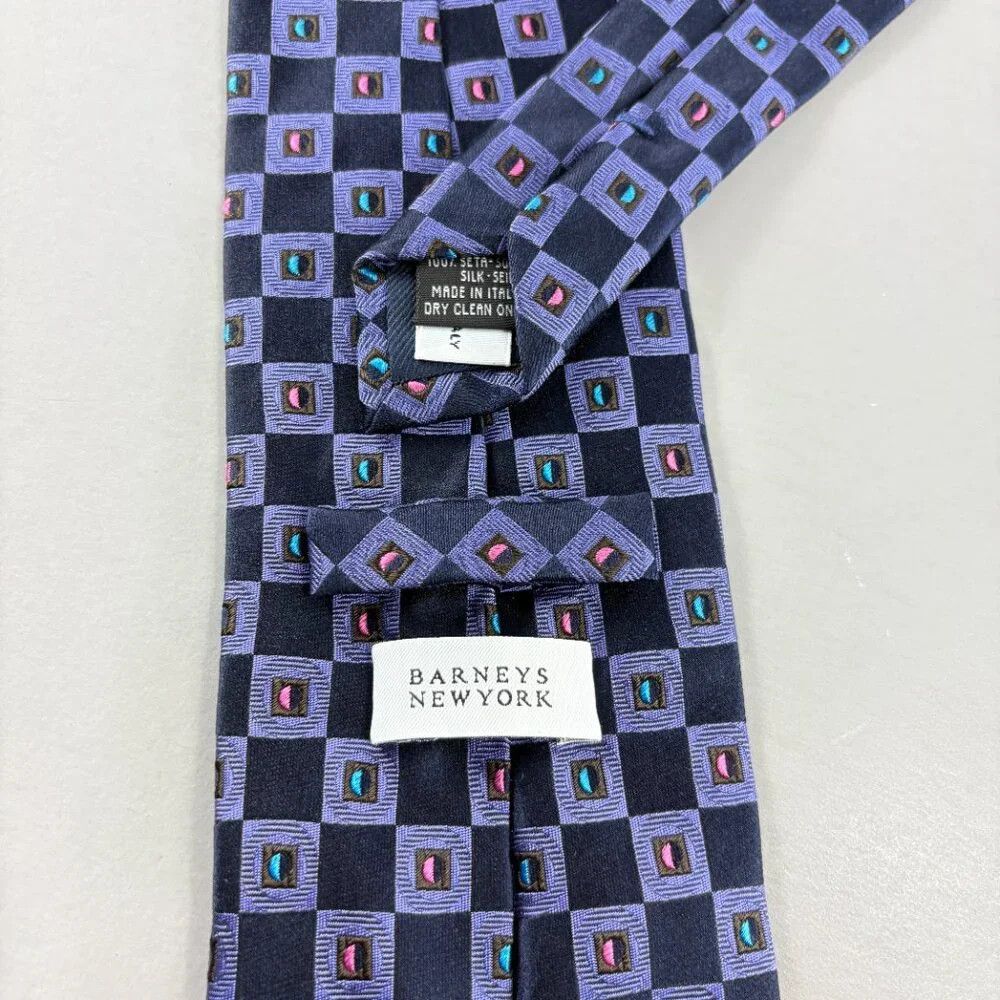 Barneys New York Barney's New York Black / Purple Check Men's Tie Size ONE SIZE - 3 Thumbnail