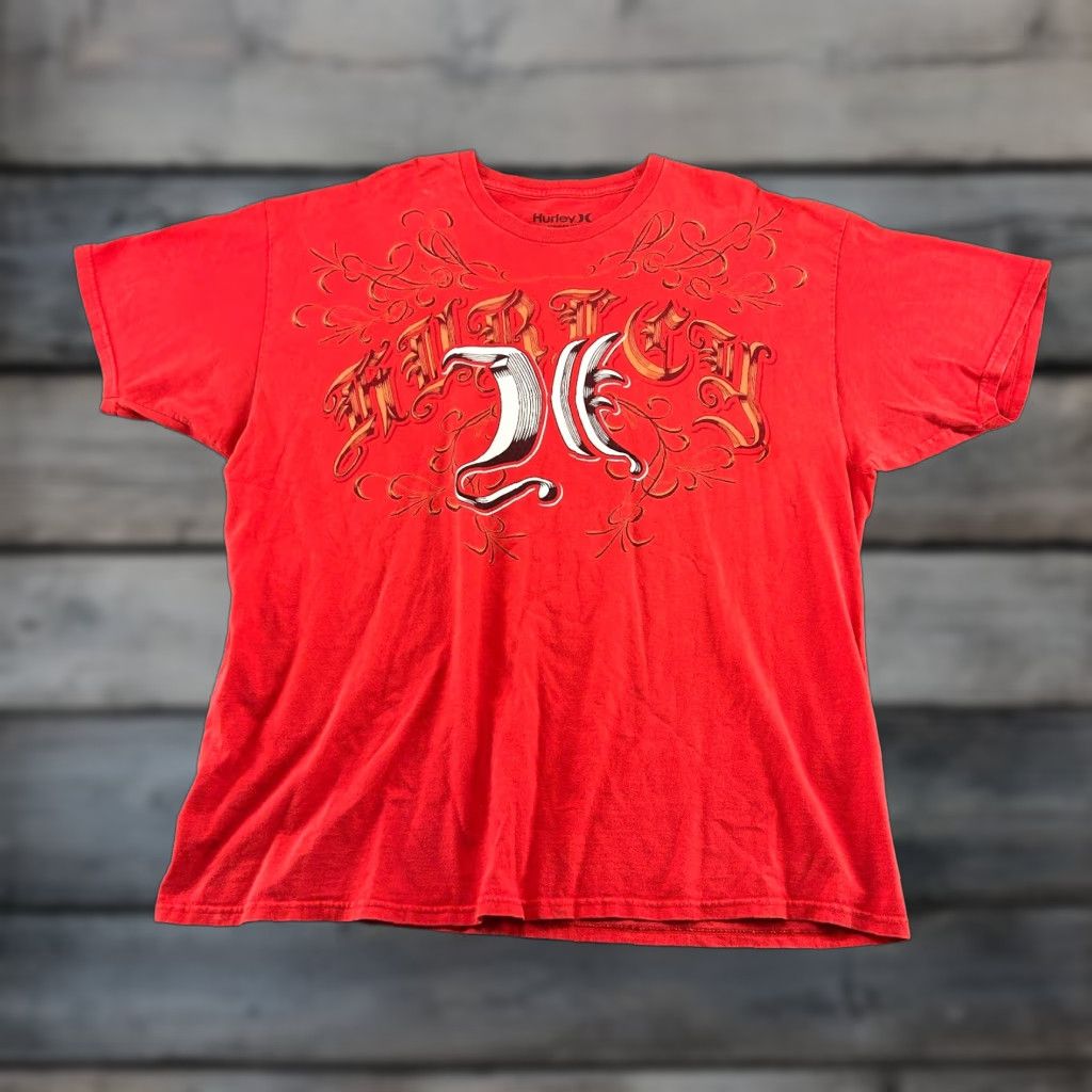 Hurley VINTAGE Hurley Shirt Mens 2XL Red Regular Fit Spellout Cyber Skater Cotton Y2K Size US XXL / EU 58 / 5 - 1 Thumbnail