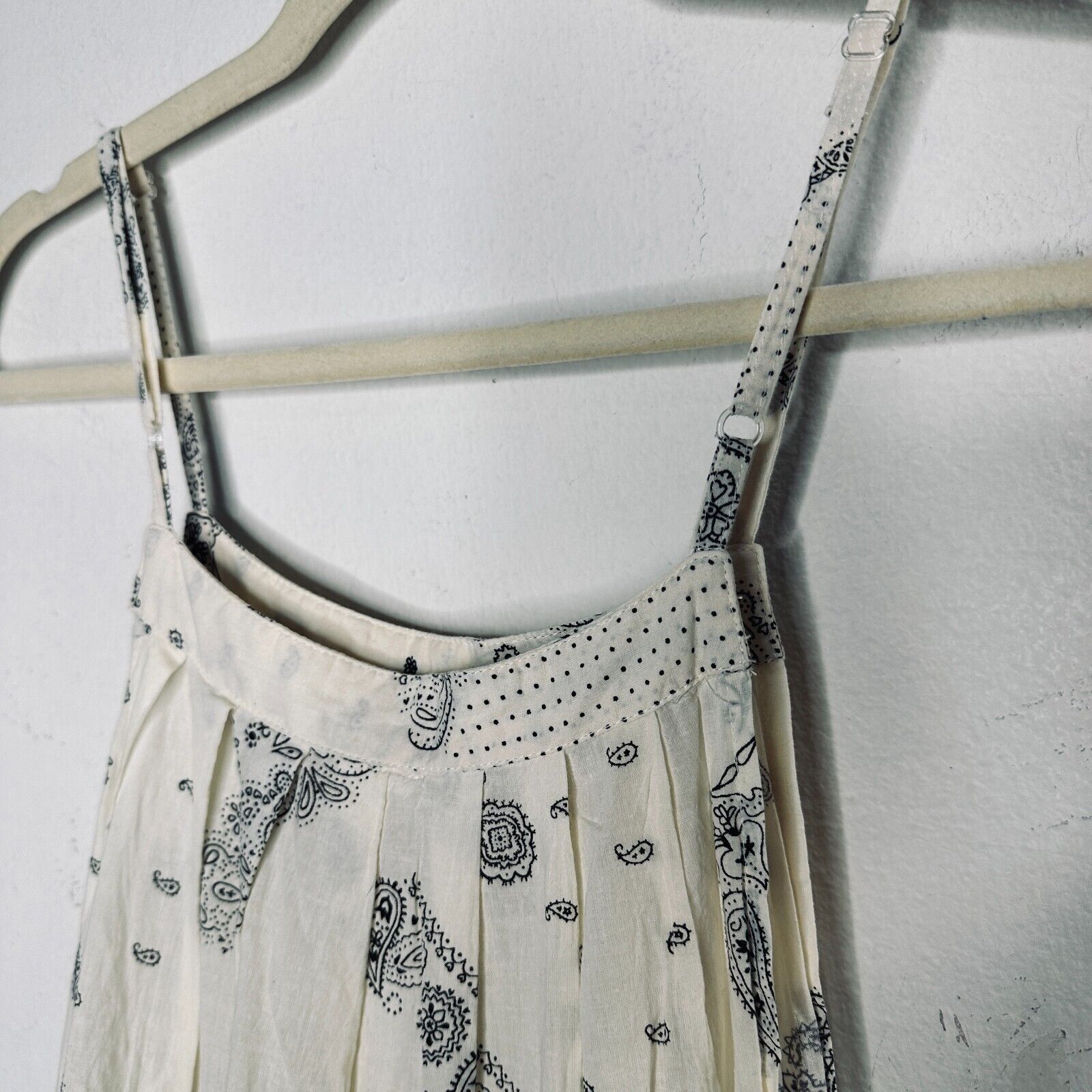Anthropologie Anthro Cream Black Ruffle Spaghetti Strap Pleated Dress M Size M / US 6-8 / IT 42-44 - 8 Thumbnail