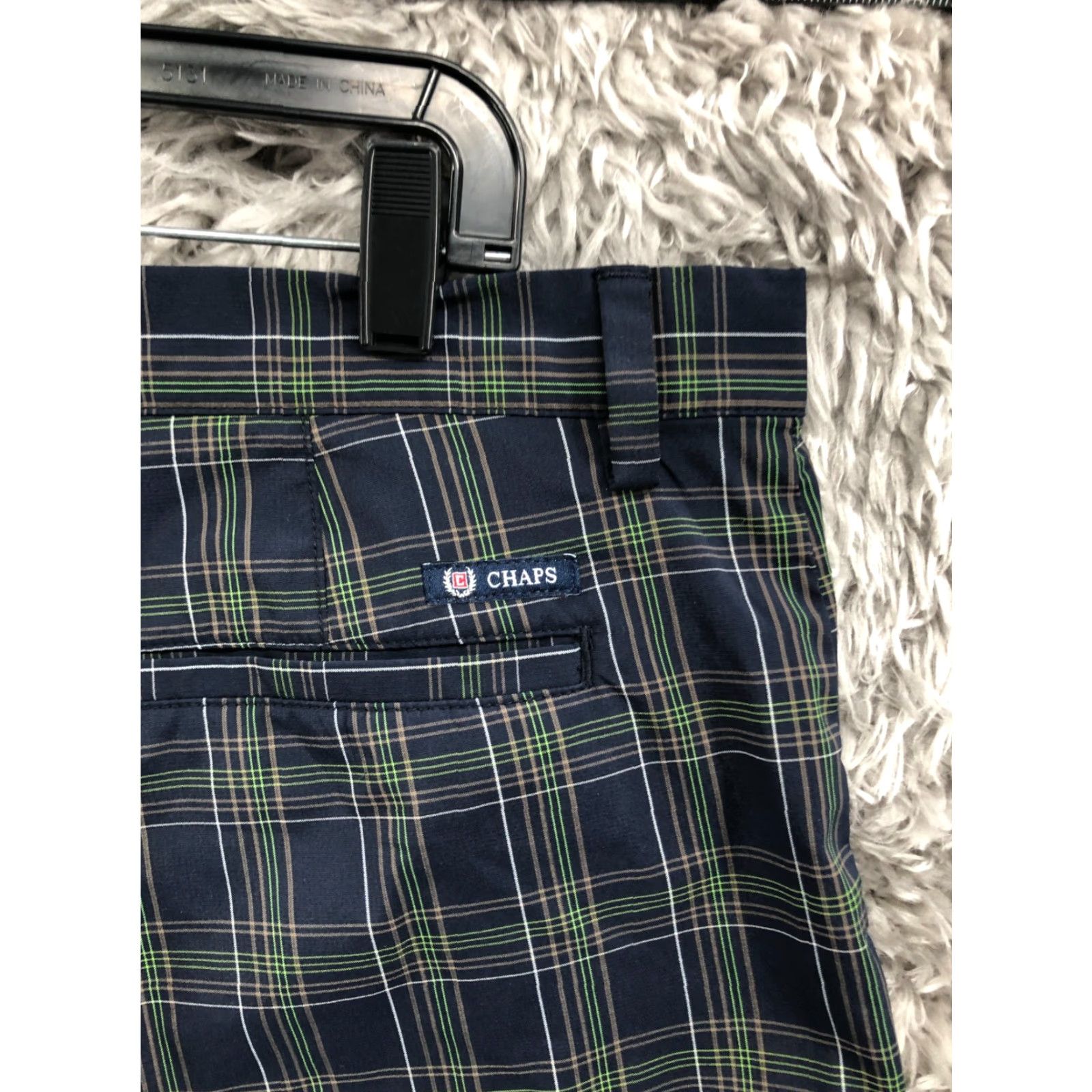 Chaps Chaps Plaid Shorts Mens Size 38 Mid Rise Dark Wash Blue Bermuda Casual 5-Pocket Denim Cotton Blend Belt Loops Regular Front Flat Fit Blue Size US 38 / EU 54 - 5 Thumbnail