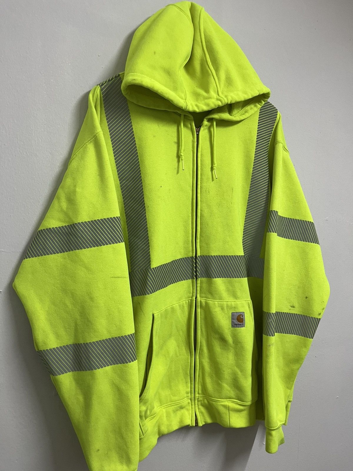 Carhartt 💥Thrashed Carhartt Neon Reflective Oversized Hoodie Size US XXL / EU 58 / 5 - 9 Thumbnail