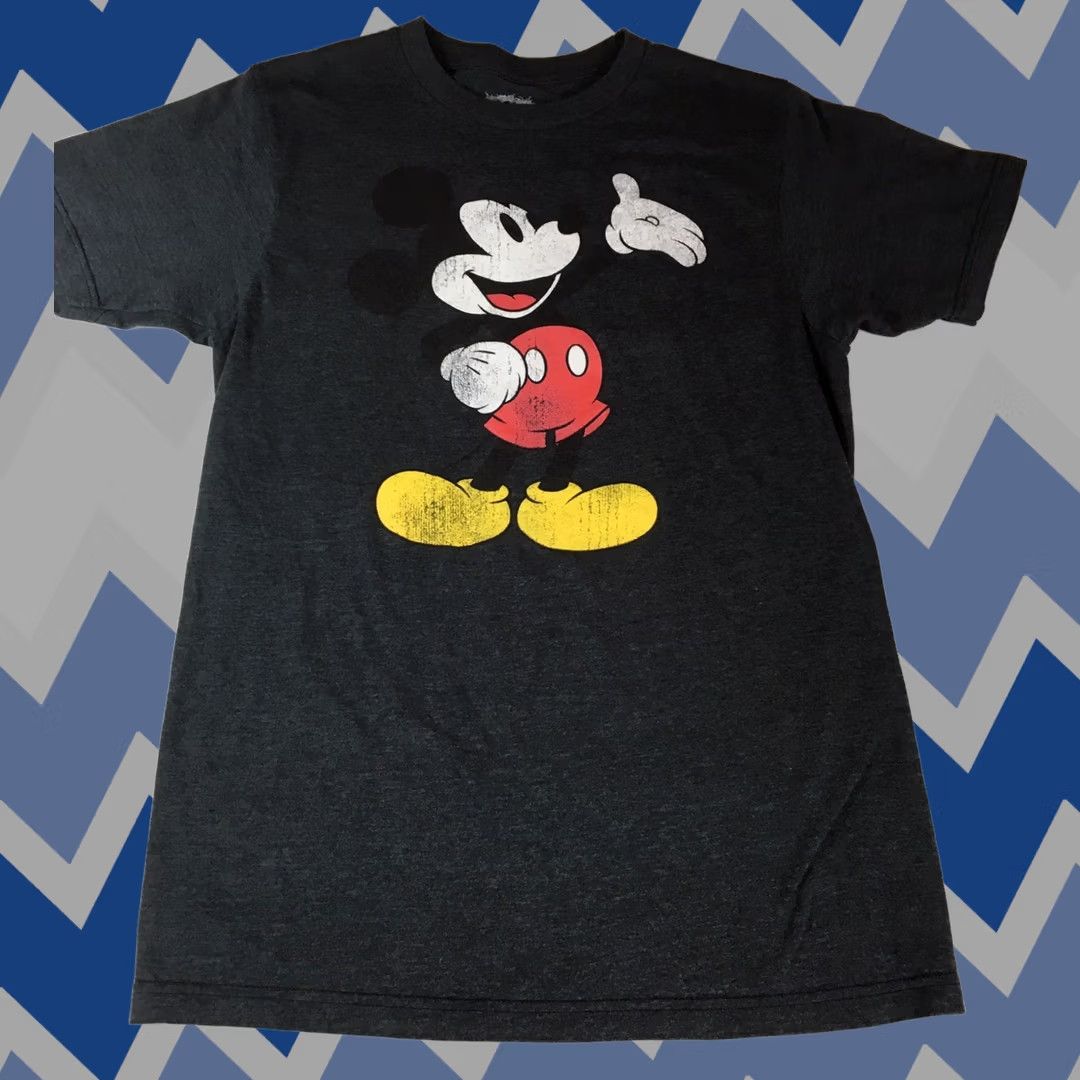Disney Mickey Mouse Disney Classic Distressed Charcoal Gray T Shirt Sz S - EUC Size US S / EU 44-46 / 1 - 1 Thumbnail