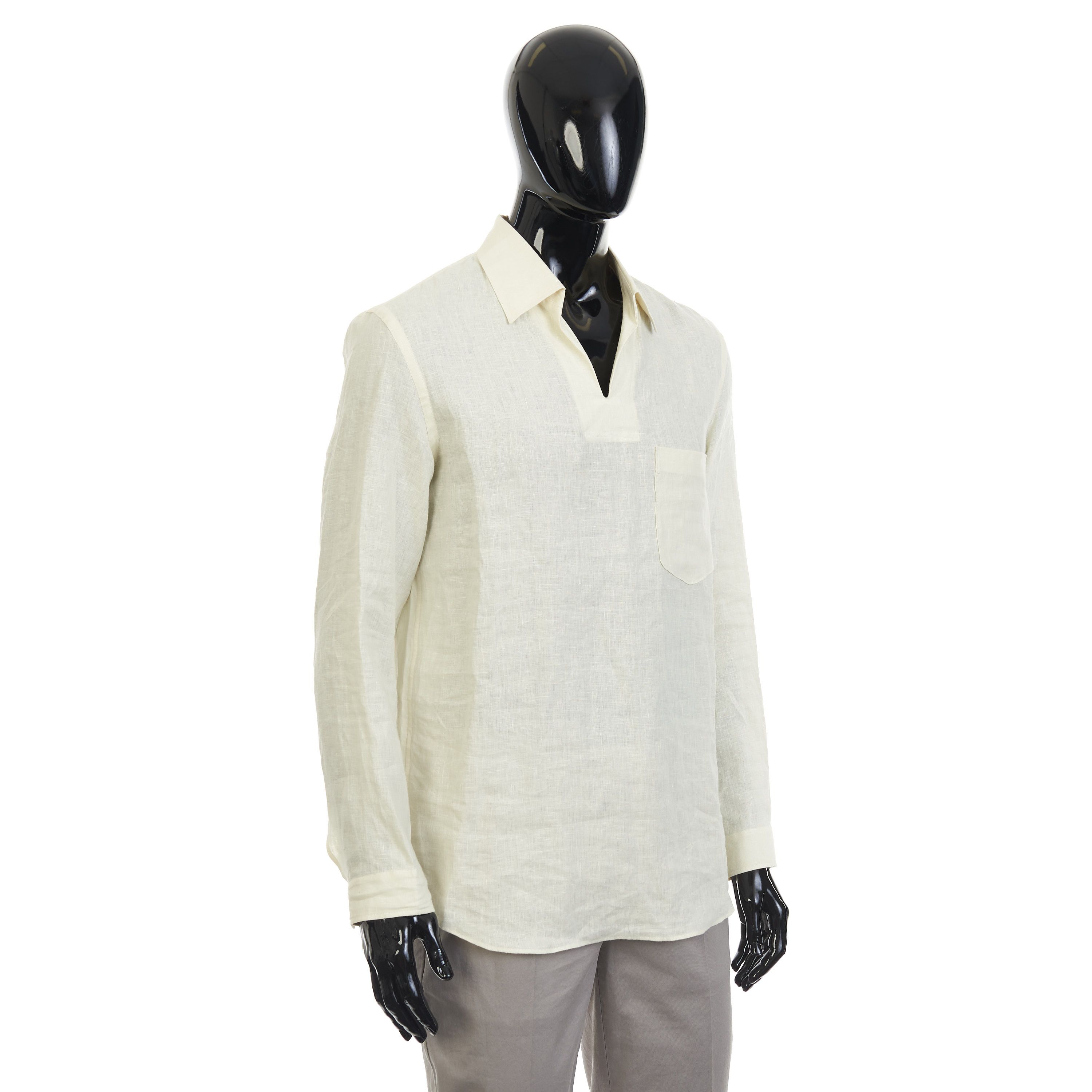 Ermenegildo Zegna Light Yellow Oasi Lino Polo Shirt with Vareuse Collar Size US S / EU 44-46 / 1 - 8 Thumbnail