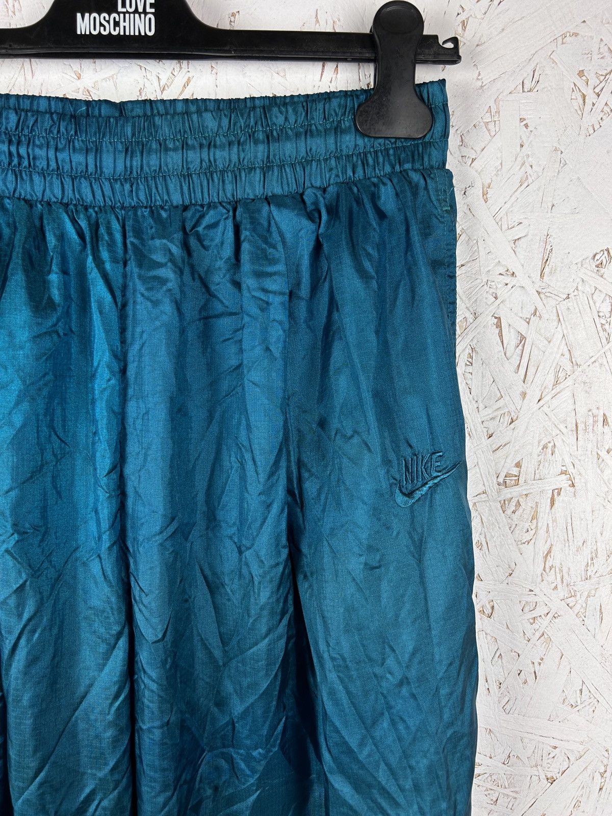 Nike 80s Vintage Nike Shiny Nylon Tracksuit Pants In Blue Size US 34 / EU 50 - 2 Thumbnail