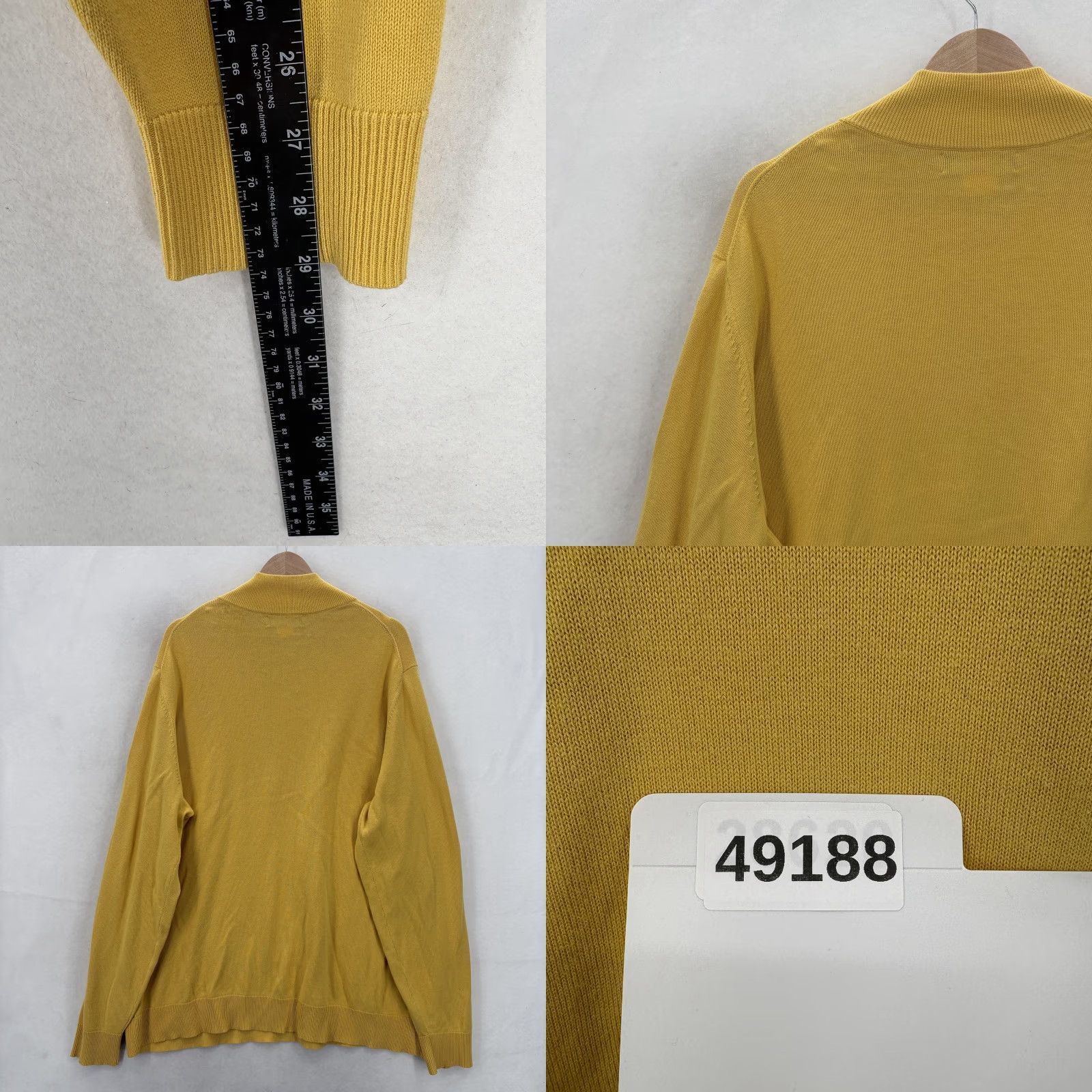 Vineyard Vines Vineyard Vines Sweater Mens 2XLT Yellow Cotton Cashmere 1/4 Zip Mock Neck Knit Shirt Mens Size US XXL / EU 58 / 5 - 8 Thumbnail