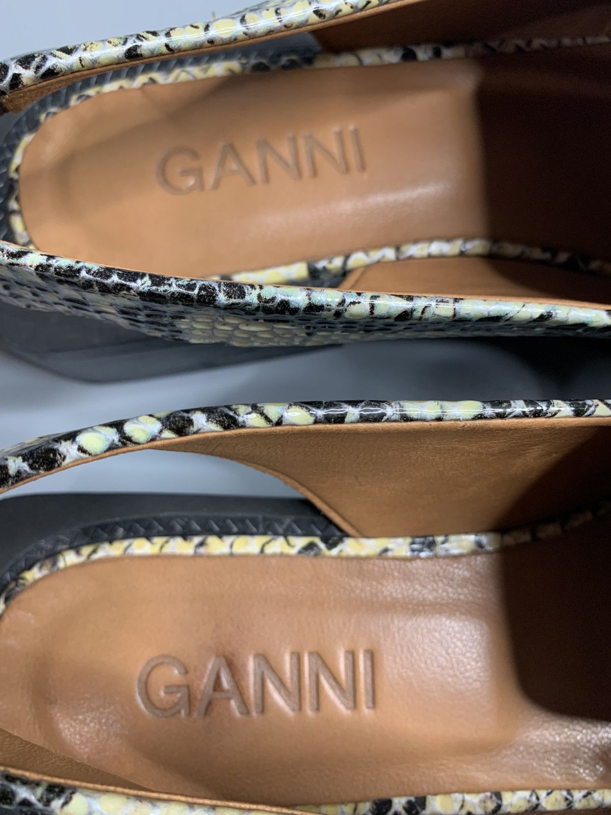 Ganni Ganni Snake-Embossed Leather Sling Back Loafer Size US 8 / IT 38 - 7 Thumbnail