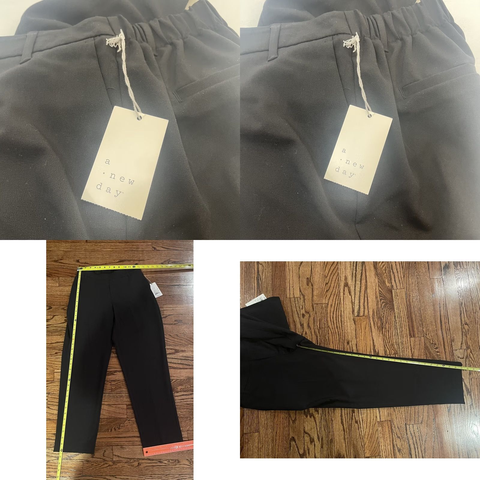 Vintage A New Day Pants Women Small Elastic Waist Black Ankle NWT 26x27 Pockets Mid Rise Flat Front Knit Polyester Blend Regular Straight Womens Size 28" / US 6 / IT 42 - 8 Thumbnail
