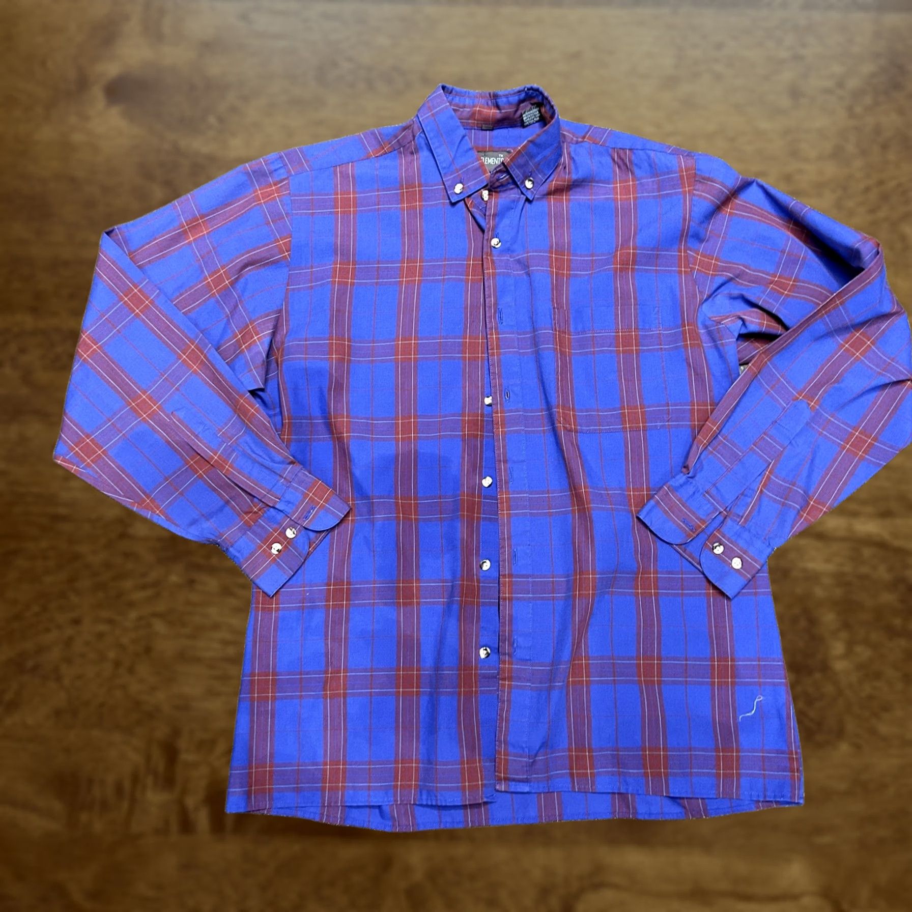Vintage Basic Elements Shirt Mens Medium Blue Plaid Button-Down Long Sleeve Casual Shirt Size US M / EU 48-50 / 2 - 1 Thumbnail