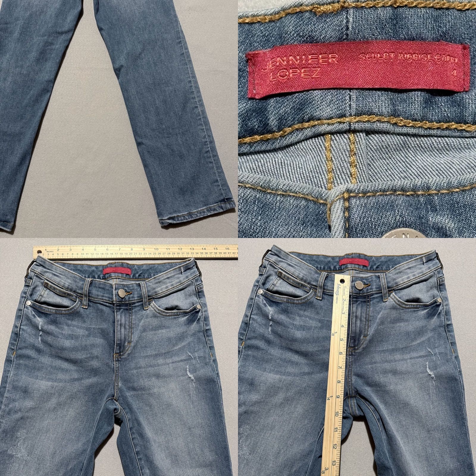 Denime Jennifer Lopez Sculpt Mid-Rise Capri Jeans Blue Denim Classic Zip Fly Women’s 4 Size 27" / US 4 / IT 40 - 8 Thumbnail
