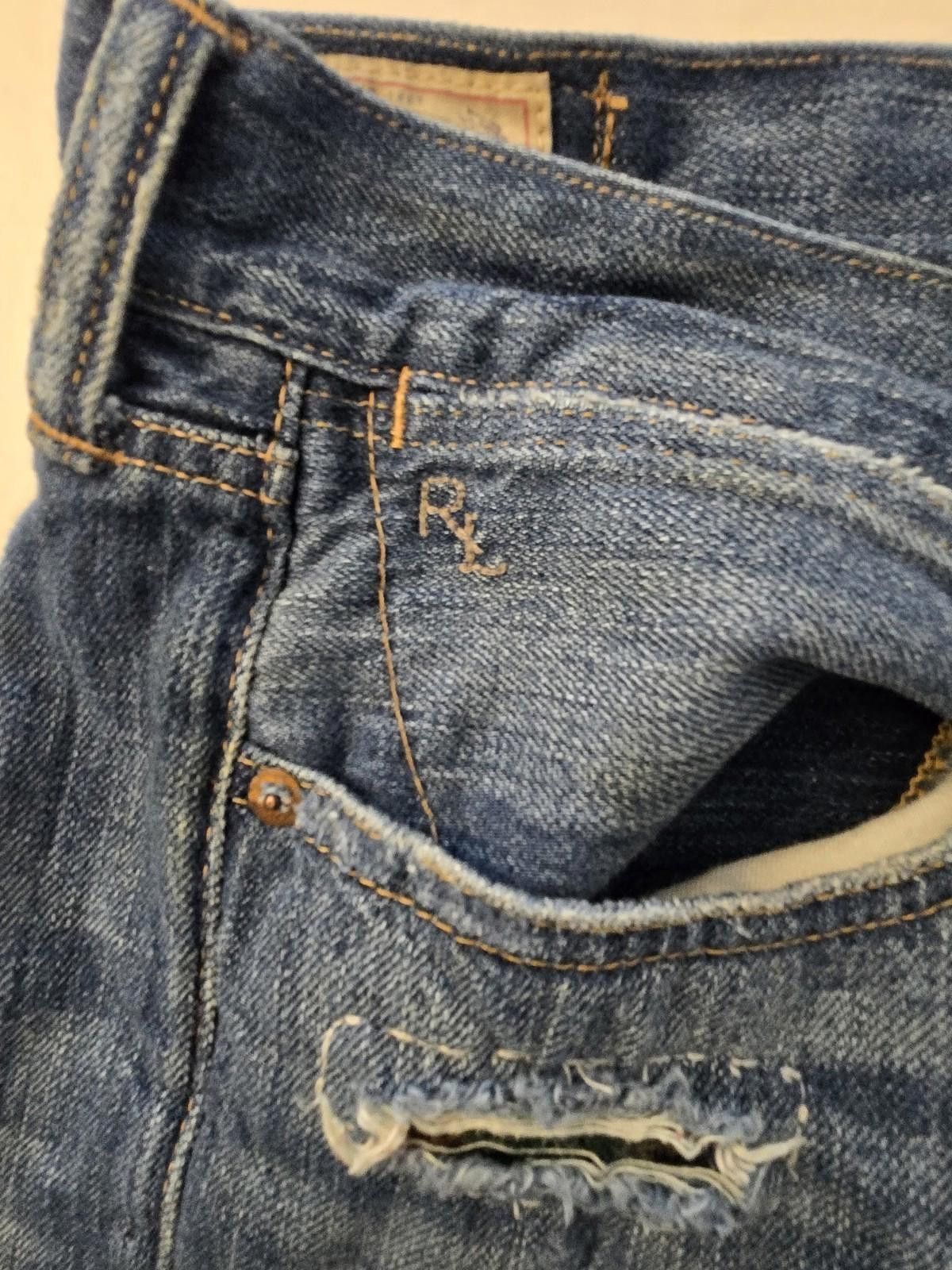 Polo Ralph Lauren Polo Ralph Lauren Jeans Blue Patchwork Denim Astor Slim 31 Size US 31 - 3 Thumbnail
