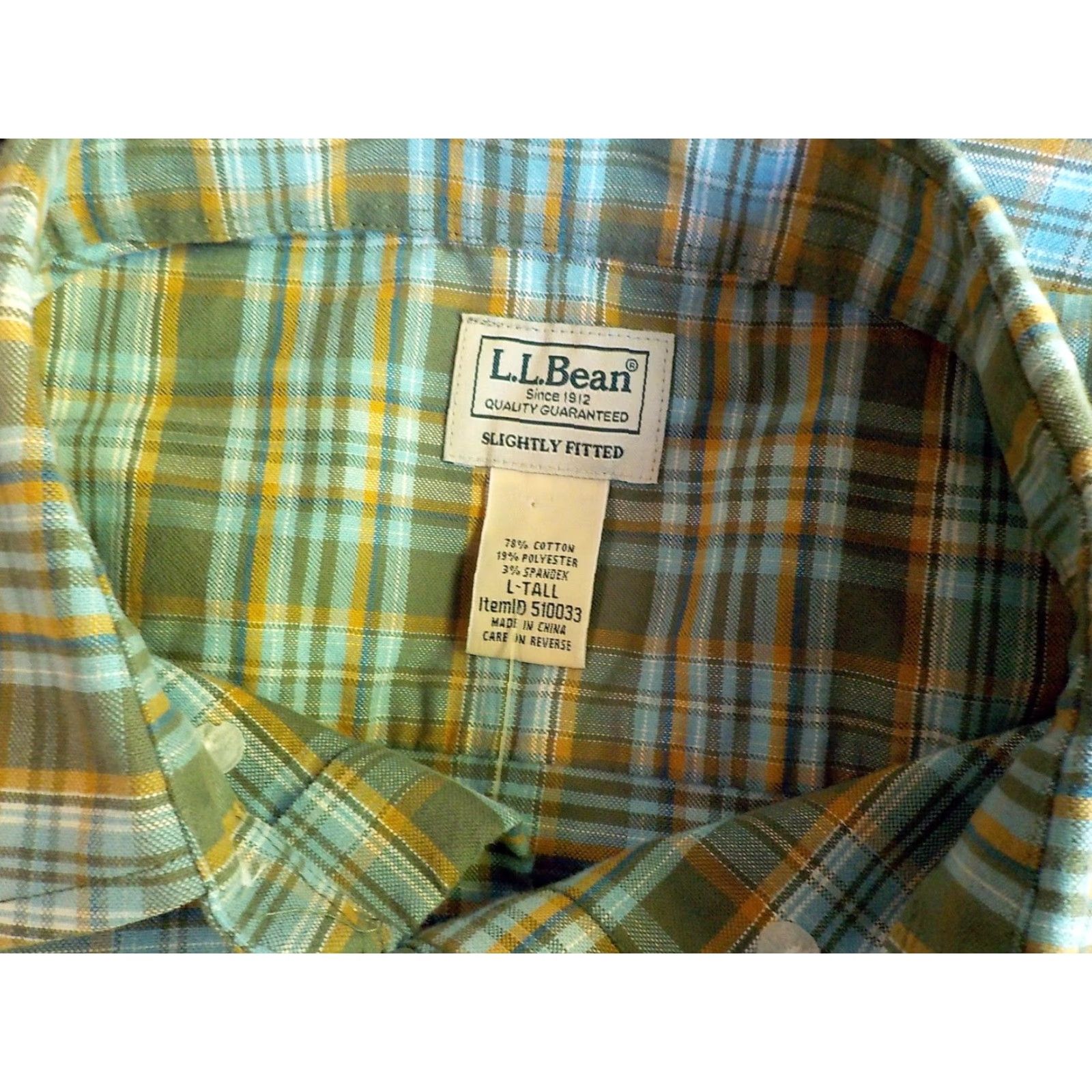 Vintage LL BEAN Plaid LS Shirt Button-Up Cotton/Poly/Spandex Slightly Fitted Tall L Mens Size US L / EU 52-54 / 3 - 5 Thumbnail