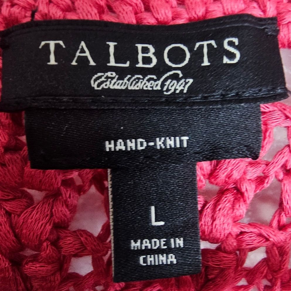 Robert Talbott Talbots Womens Chunky Open Knit Cardigan Sweater L Hand Knit Size L / US 10 / IT 46 - 6 Thumbnail