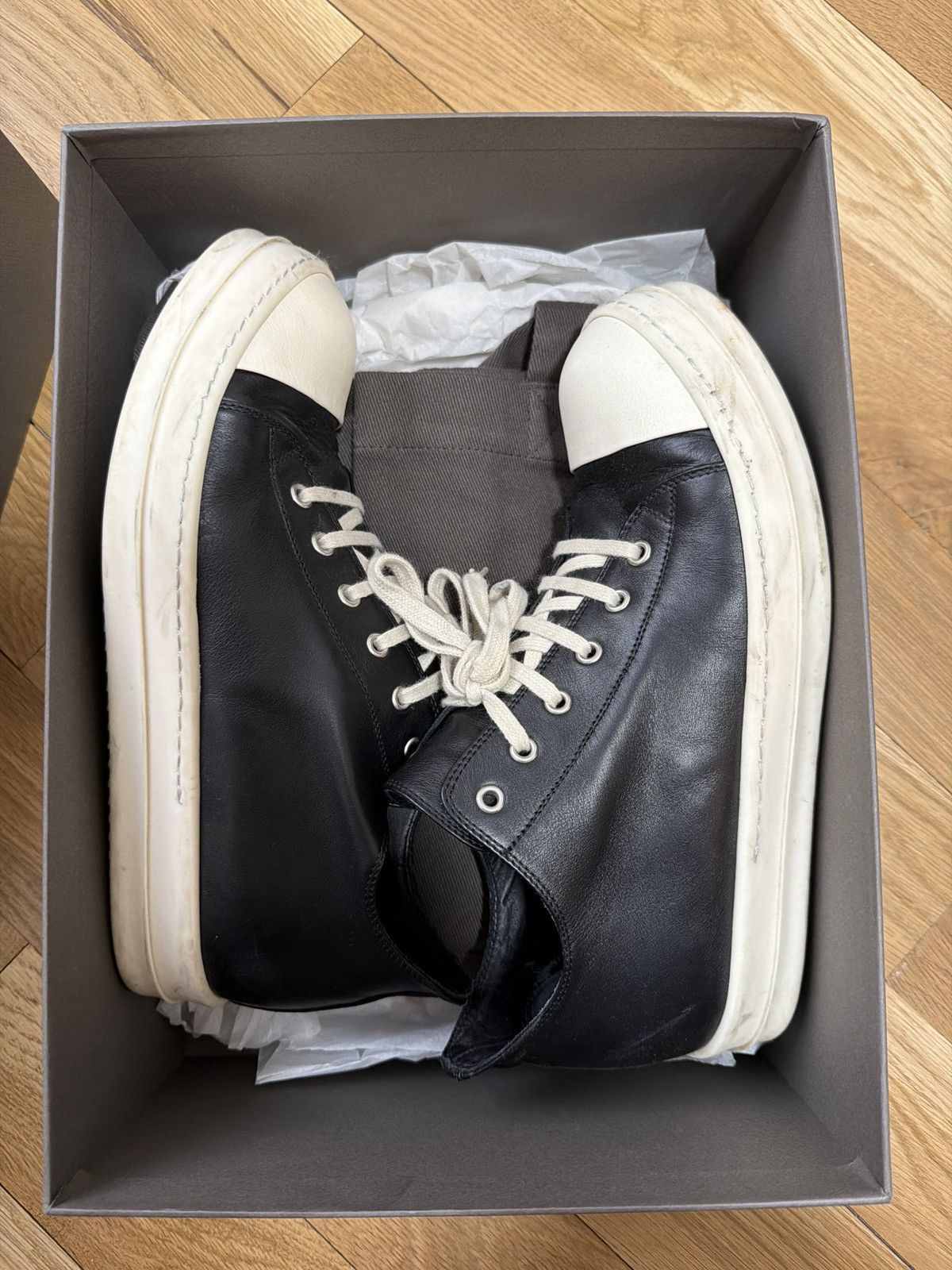 Rick Owens Ramones Lows Black Leather