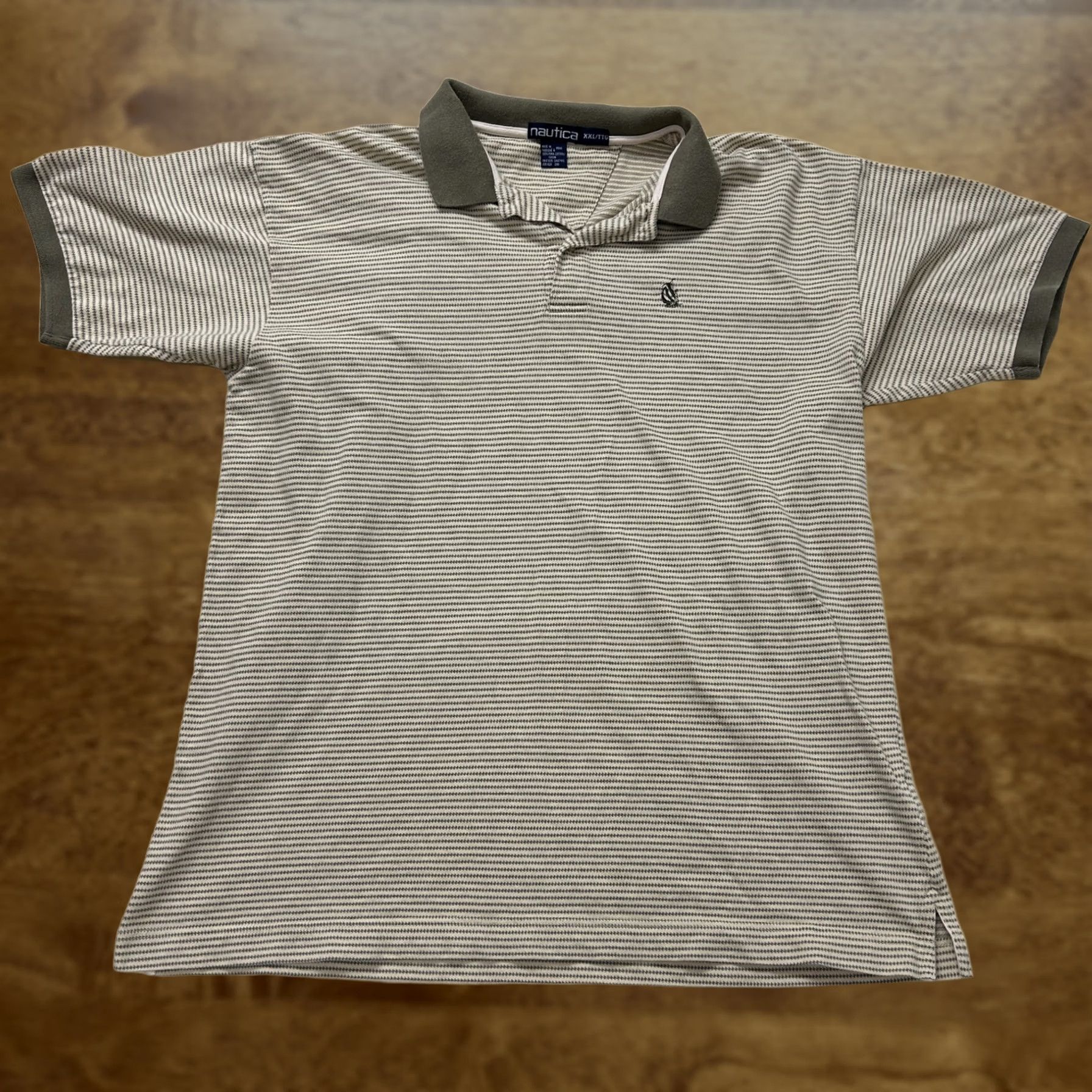 Nautica VINTAGE Nautica Polo Shirt Mens 2XL Gray Stripe Short Sleeve Pima Cotton Knit Size US XXL / EU 58 / 5 - 1 Thumbnail