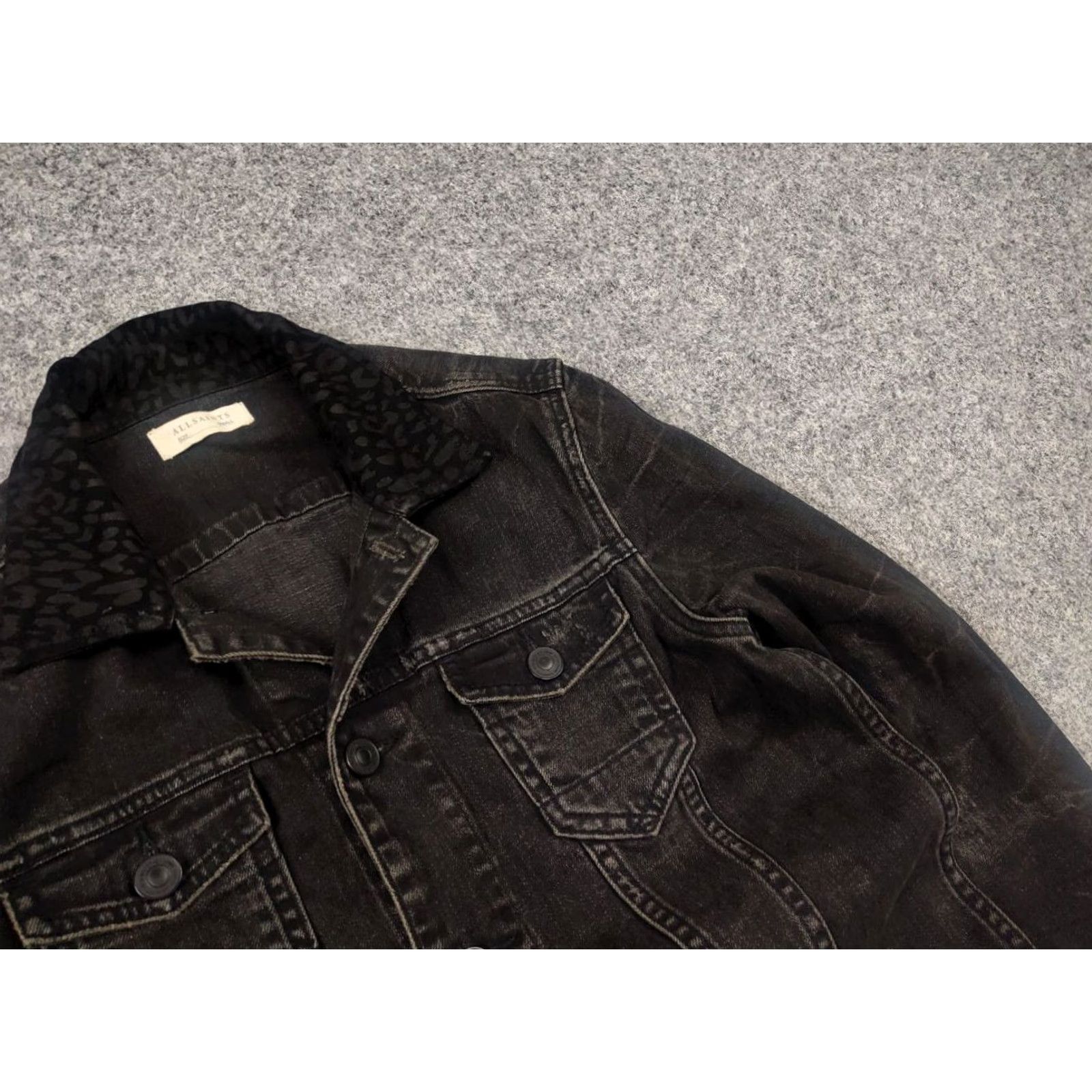Allsaints VINTAGE Allsaints donlington Distressed Denim Jacket Washed Black Size US S / EU 44-46 / 1 - 4 Thumbnail