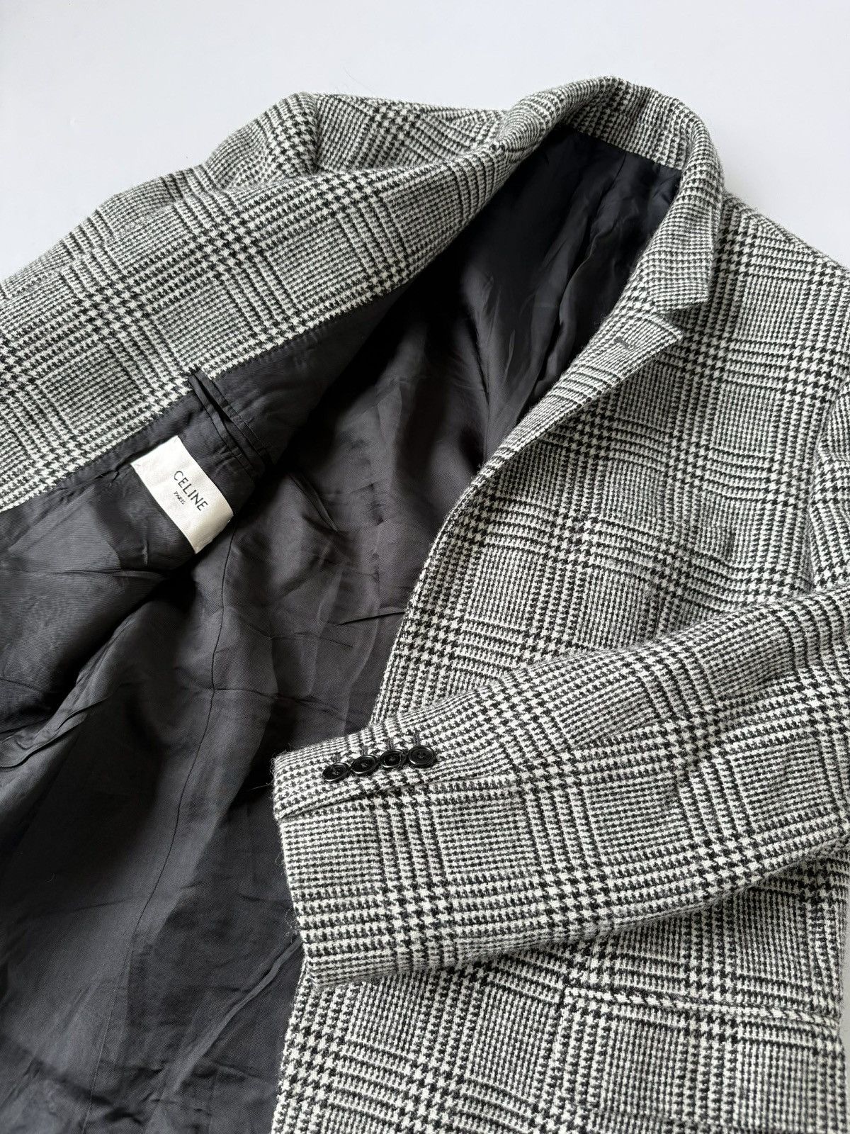 Celine Celine Hedi Slimane F/W20 Checkered Wool Blazer Size XXL / US 16-18 / IT 52-54 - 7 Thumbnail