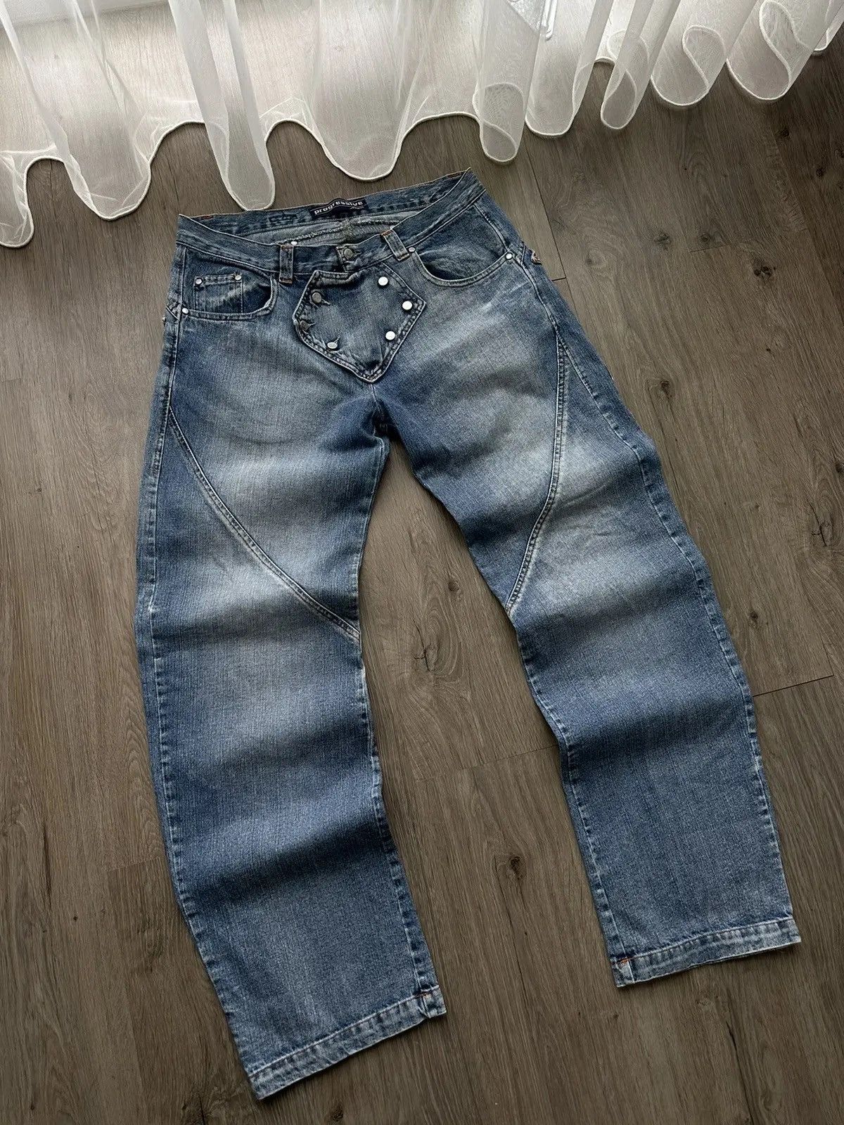 Japanese Brand × Vintage Vintage Progressive Fuck It Denim Wear Cowboy Jeans Pants Size US 34 / EU 50 - 3 Thumbnail