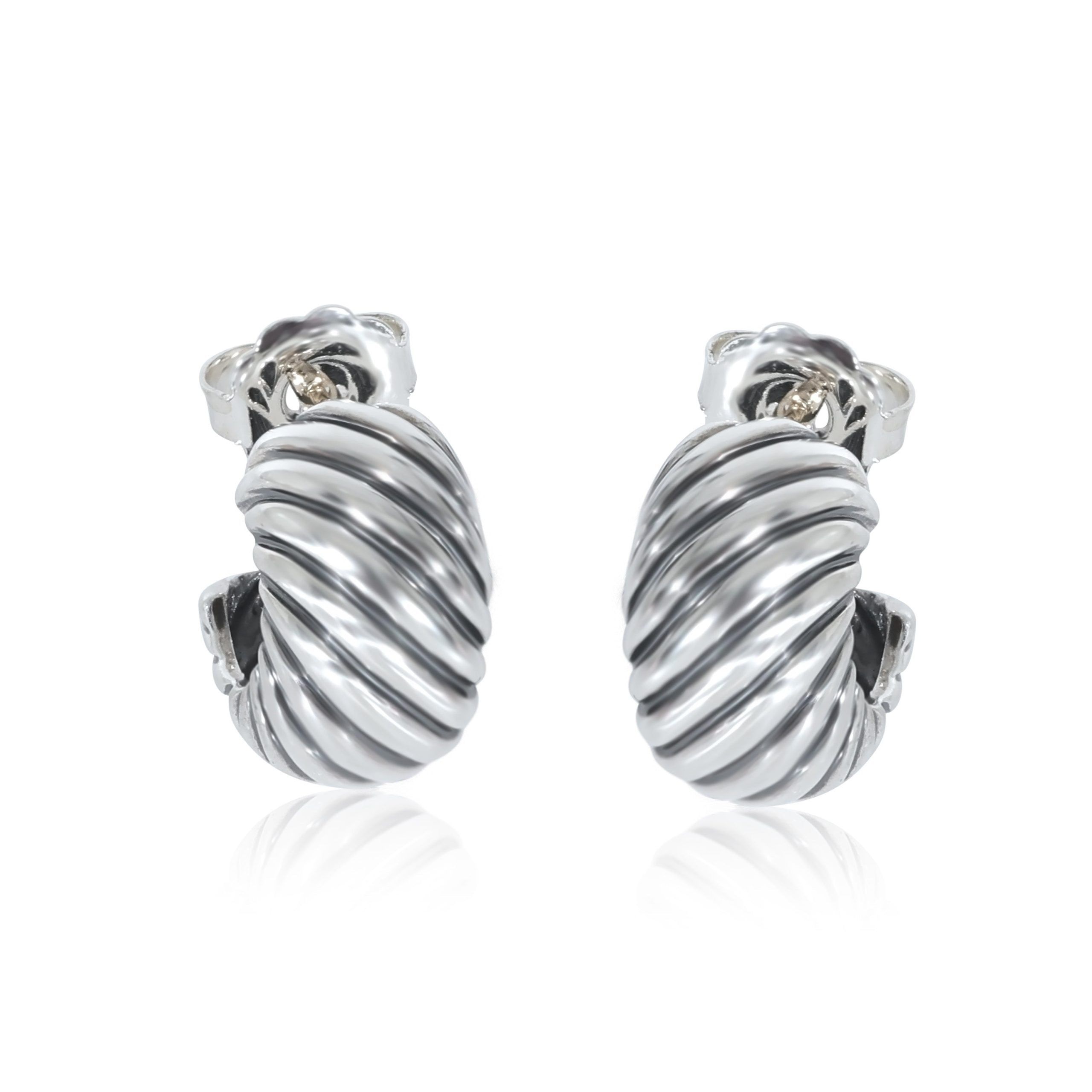 David Yurman David Yurman Cable Collection Small Huggie Earrings in Sterling Silver Size ONE SIZE - 1 Thumbnail