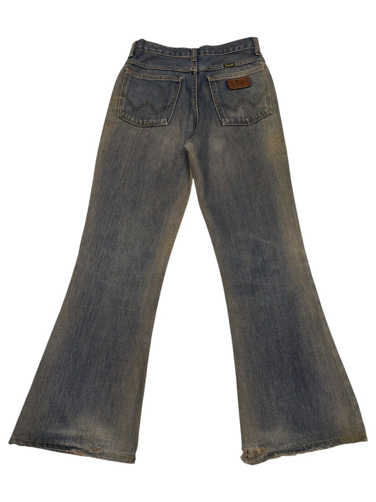 If Six Was Nine FLARE JEAN RUSTY MUD WASH WRANGLER VINTAGE BOOTCUT DISTRESS Size US 27 - 2 Thumbnail