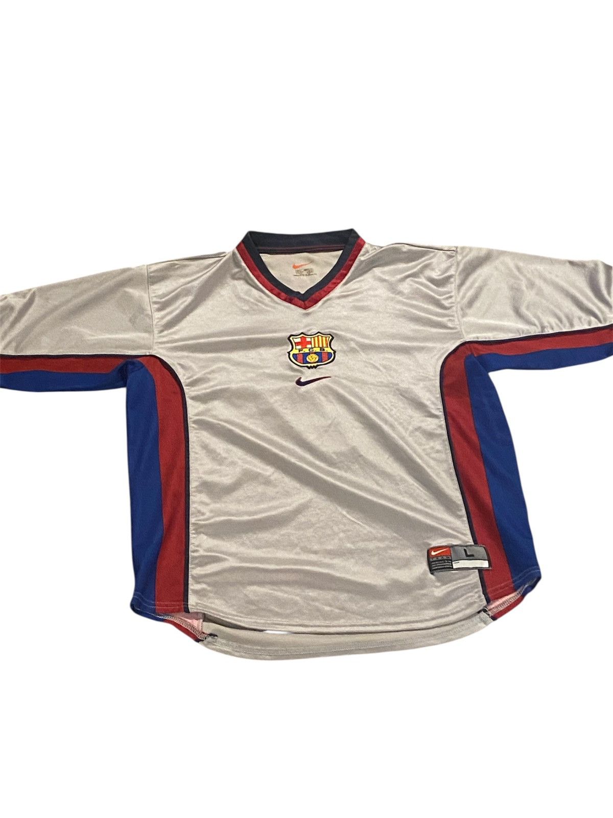 Vintage Vintage Luis Figo 7 Barcelona Chrome Jersey Size US L / EU 52-54 / 3 - 1 Thumbnail