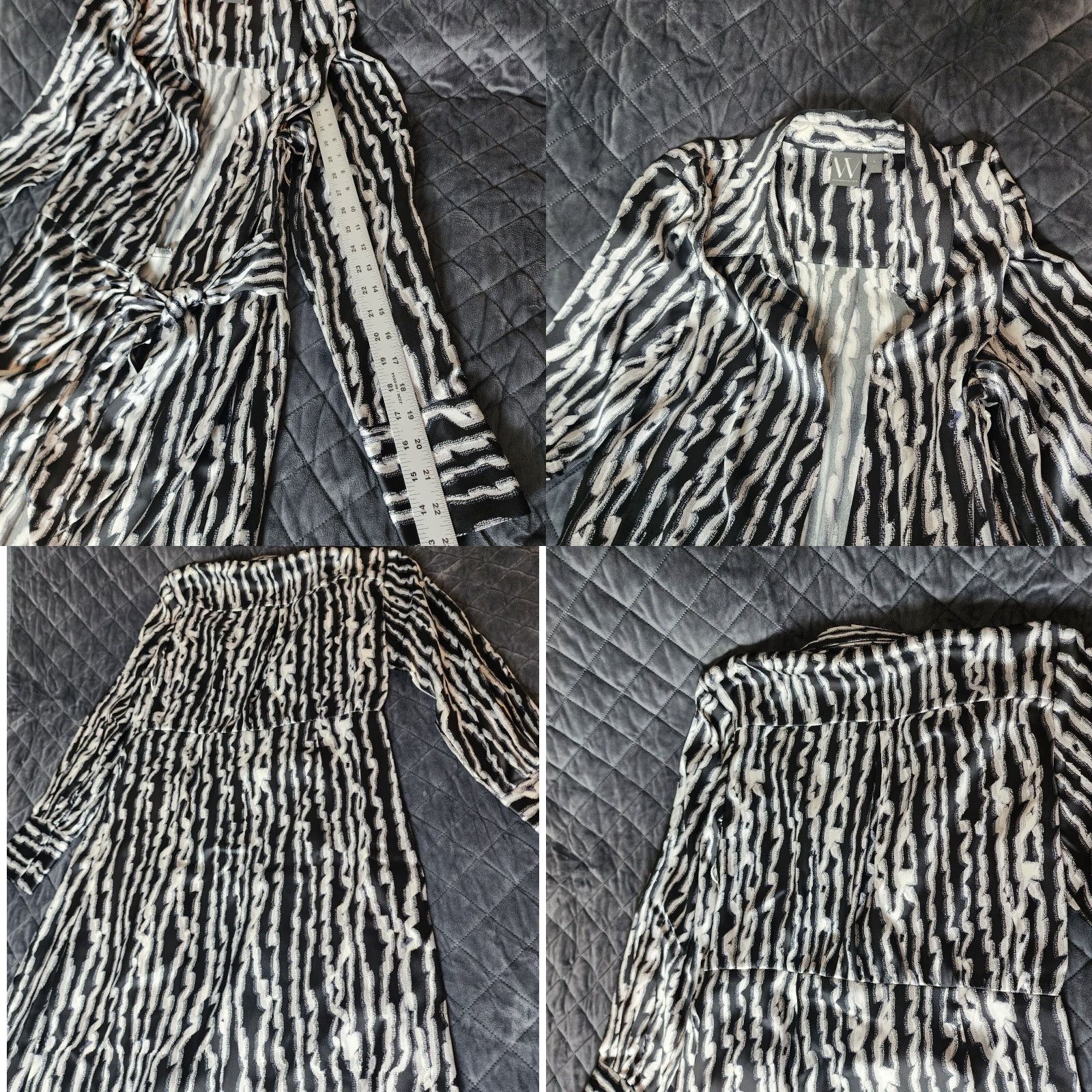 Worthington Worthington Cardigan Shirt Women L Open Front Geometric Knit Long Sleeve White Rayon Size L / US 10 / IT 46 - 8 Thumbnail