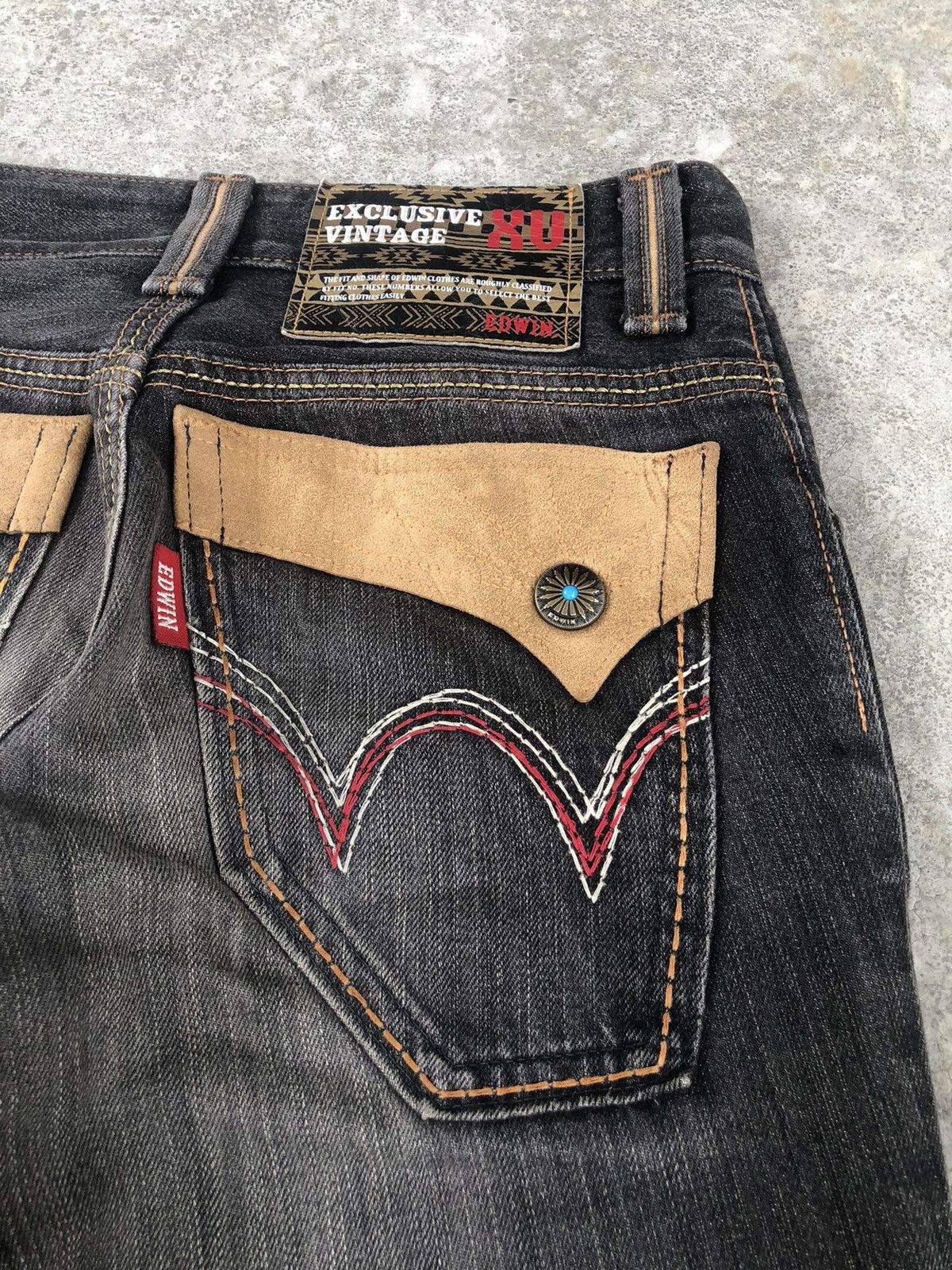 If Six Was Nine Japanese Edwin XV Flared Jeans Distressed Navajo Style Size US 28 / EU 44 - 17 Thumbnail