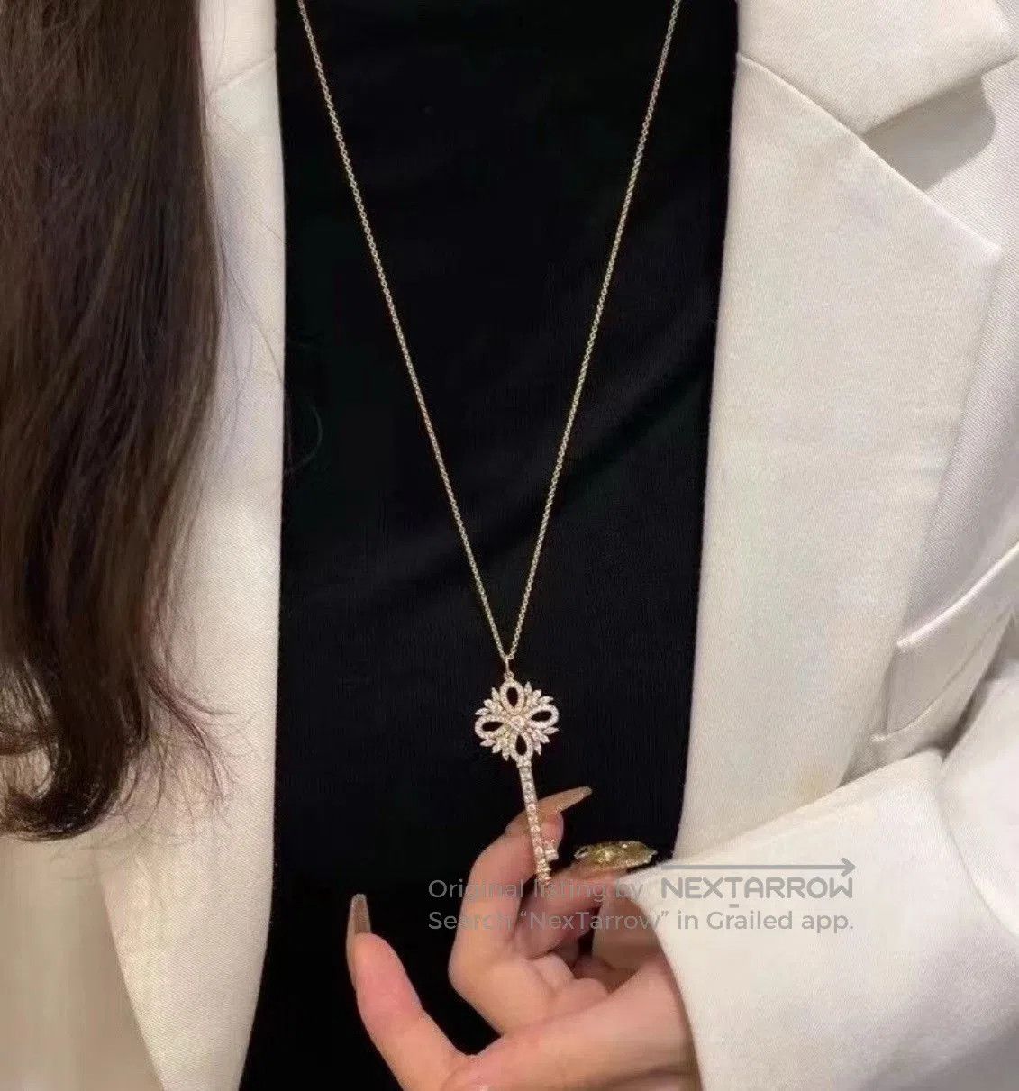 Tiffany & Co. Tiffany Victoria 18K Rose Gold Diamond Key Necklace. Size ONE SIZE - 7 Thumbnail