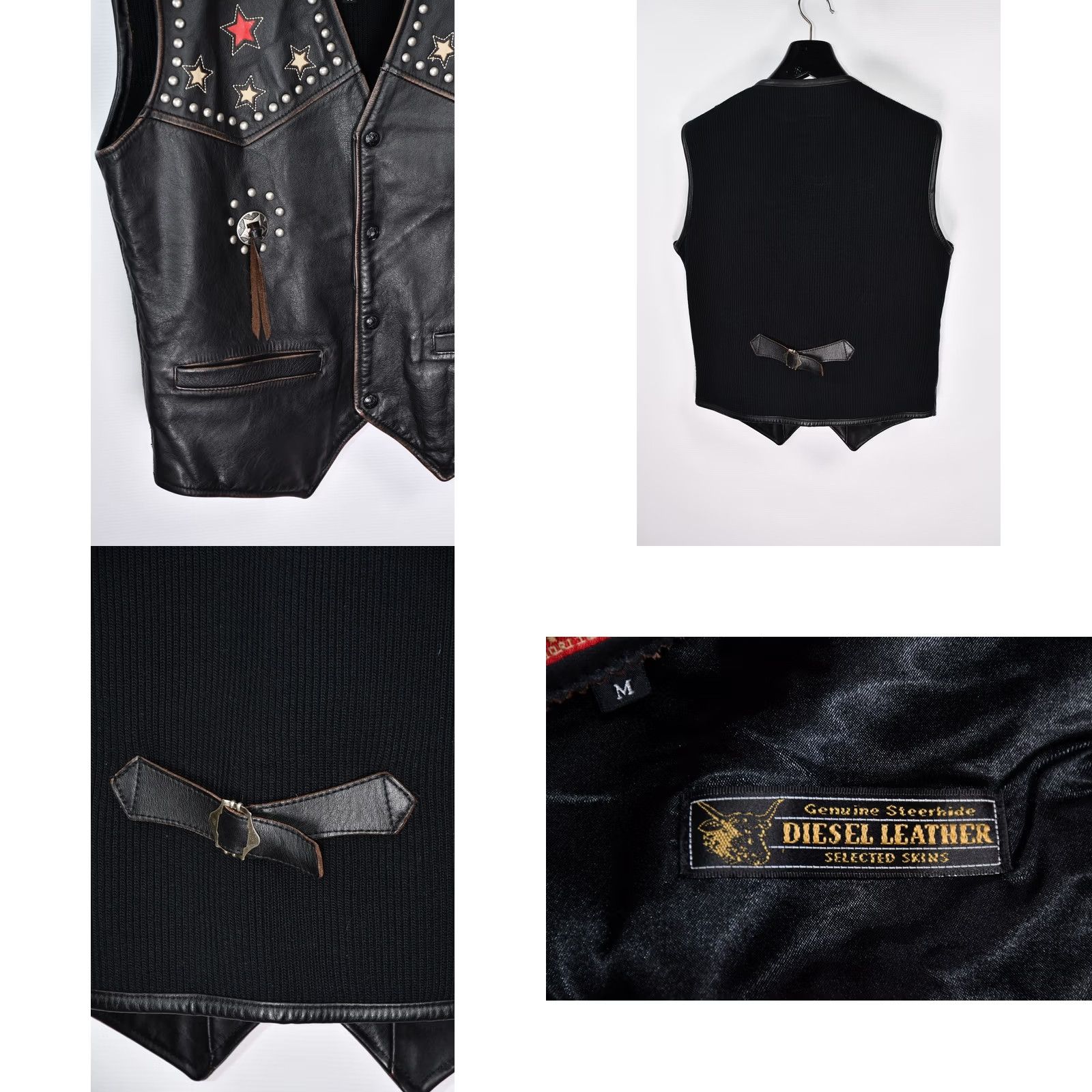 Diesel VINTAGE Diesel Western Vest M Womens Leather Studded 90s Casual Black Eyewear? Size M / US 6-8 / IT 42-44 - 8 Thumbnail