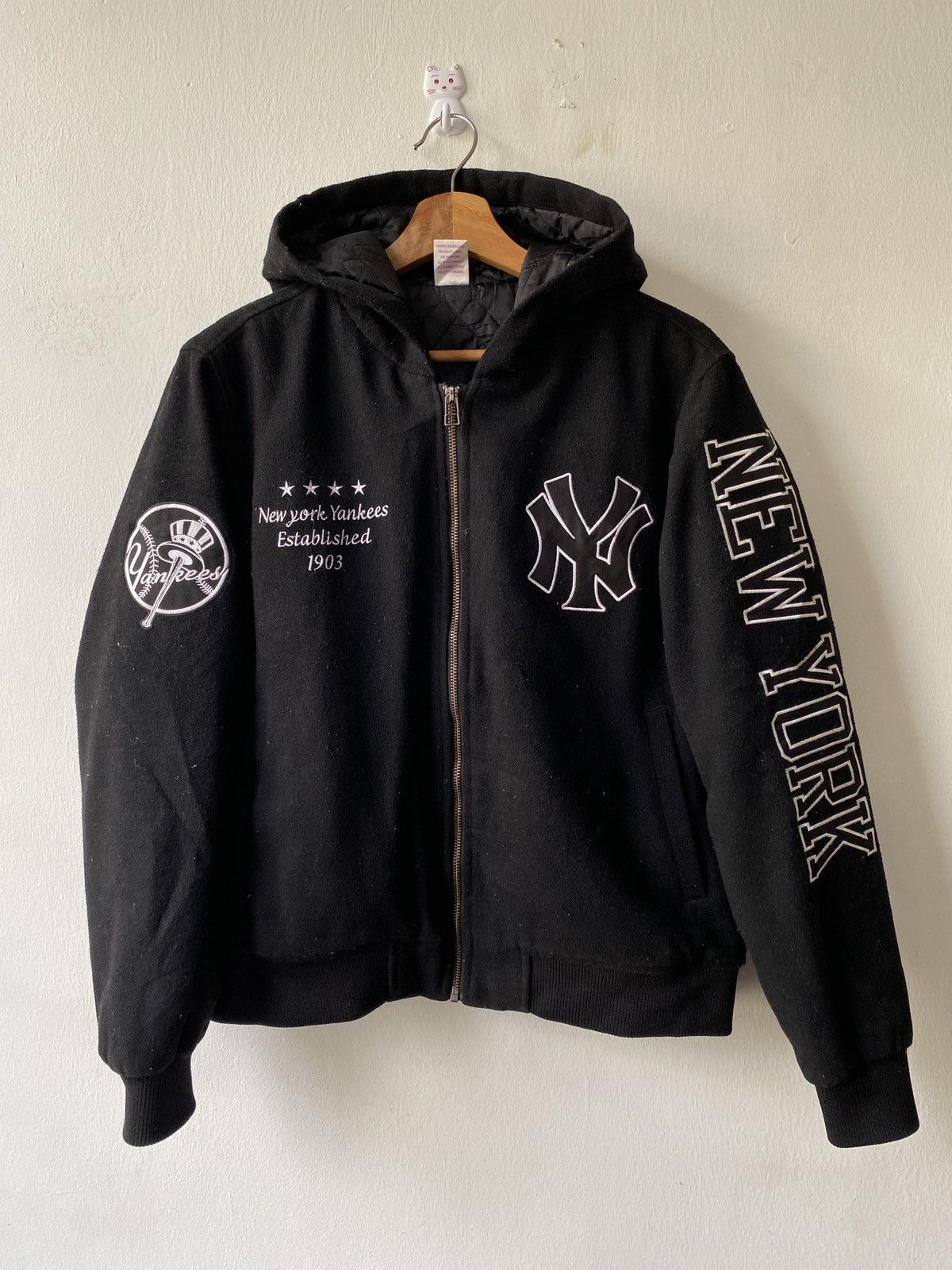 Japanese Brand 2000s - New York Yankees Wool Zipper Hoodie Jacket Size US L / EU 52-54 / 3 - 4 Thumbnail