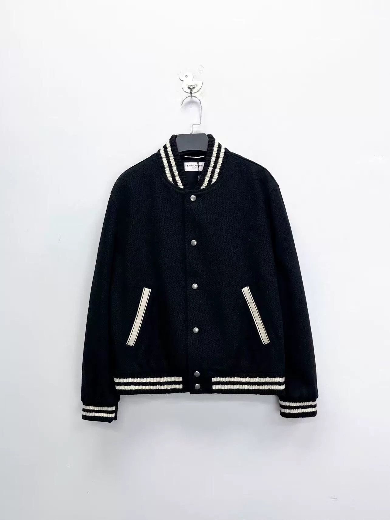 Saint Laurent Paris Saint Laurent Black Striped Wool Jacket Size US M / EU 48-50 / 2 - 1 Thumbnail