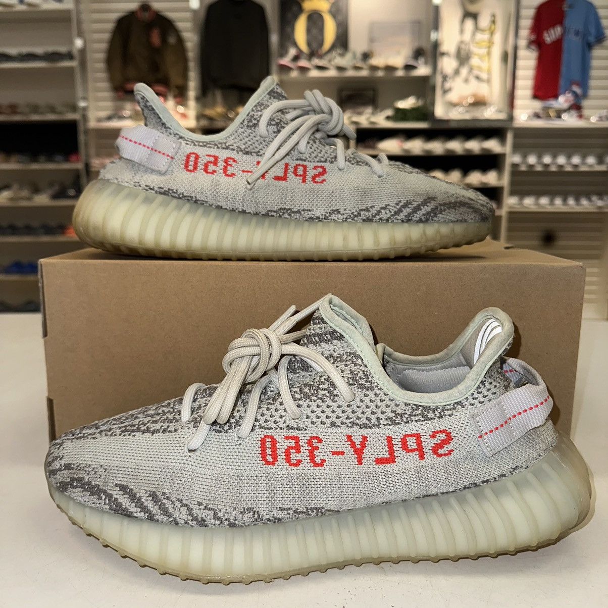 image of Size 8.5 - Adidas Yeezy Boost 350 V2 Low Blue Tint Shoes in Grey, Men's